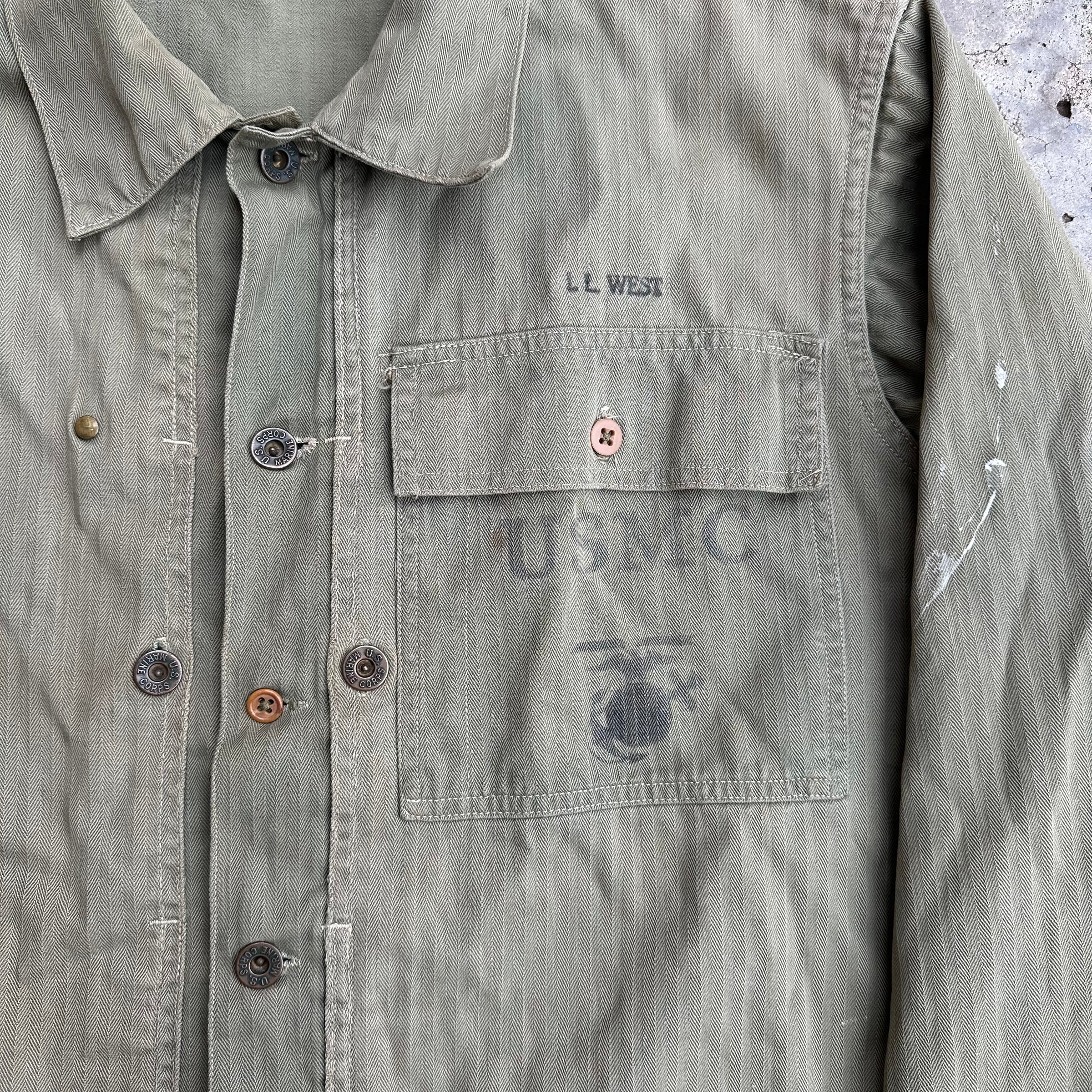 1940’s WWII USMC HBT P-44 Utility Jacket 24.5” Chest
