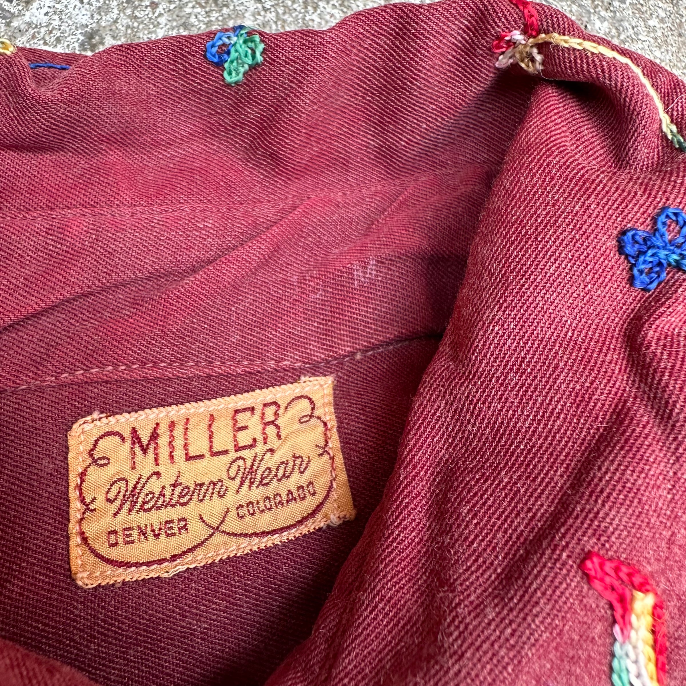1950’s Miller Embroidered Gabardine Western Shirt Medium
