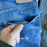 1970’s Thrashed Levi’s 501 Single Stitch Redline Denim Jeans 31” x 28”
