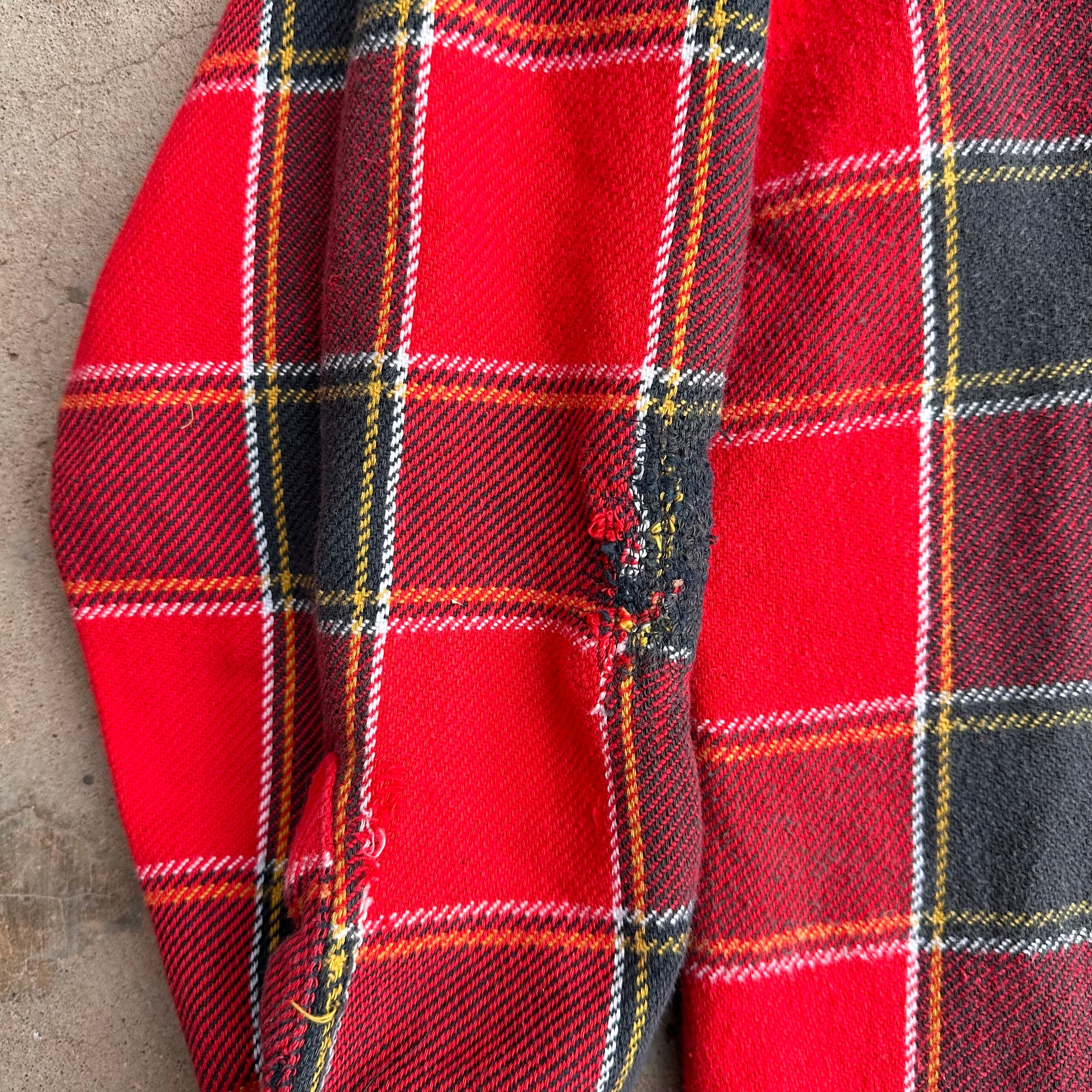 1960’s Sears Cotton Plaid Flannel Shirt 24” Chest