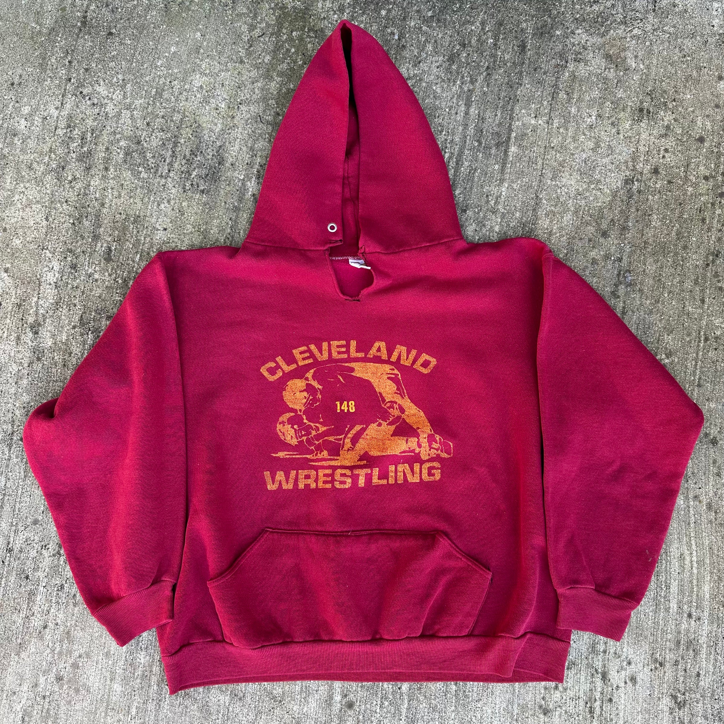 1970’s Russell Athletic Cleveland Wrestling Hooded Sweatshirt 24” Chest