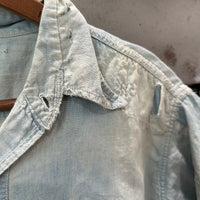 1950’s Repaired Chambray Work Shirt 22.5" Chest