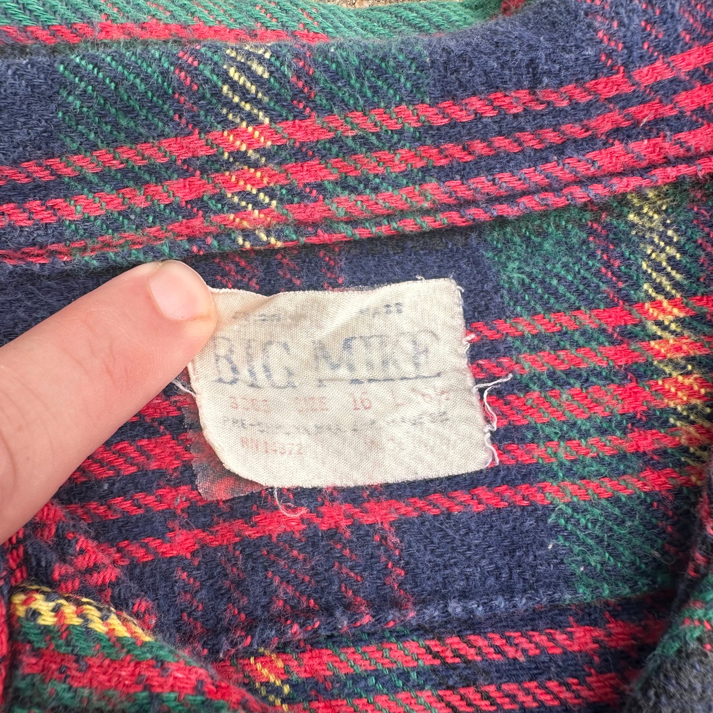 1960’s Big Mike Plaid Cotton Flannel Shirt 24” Chest