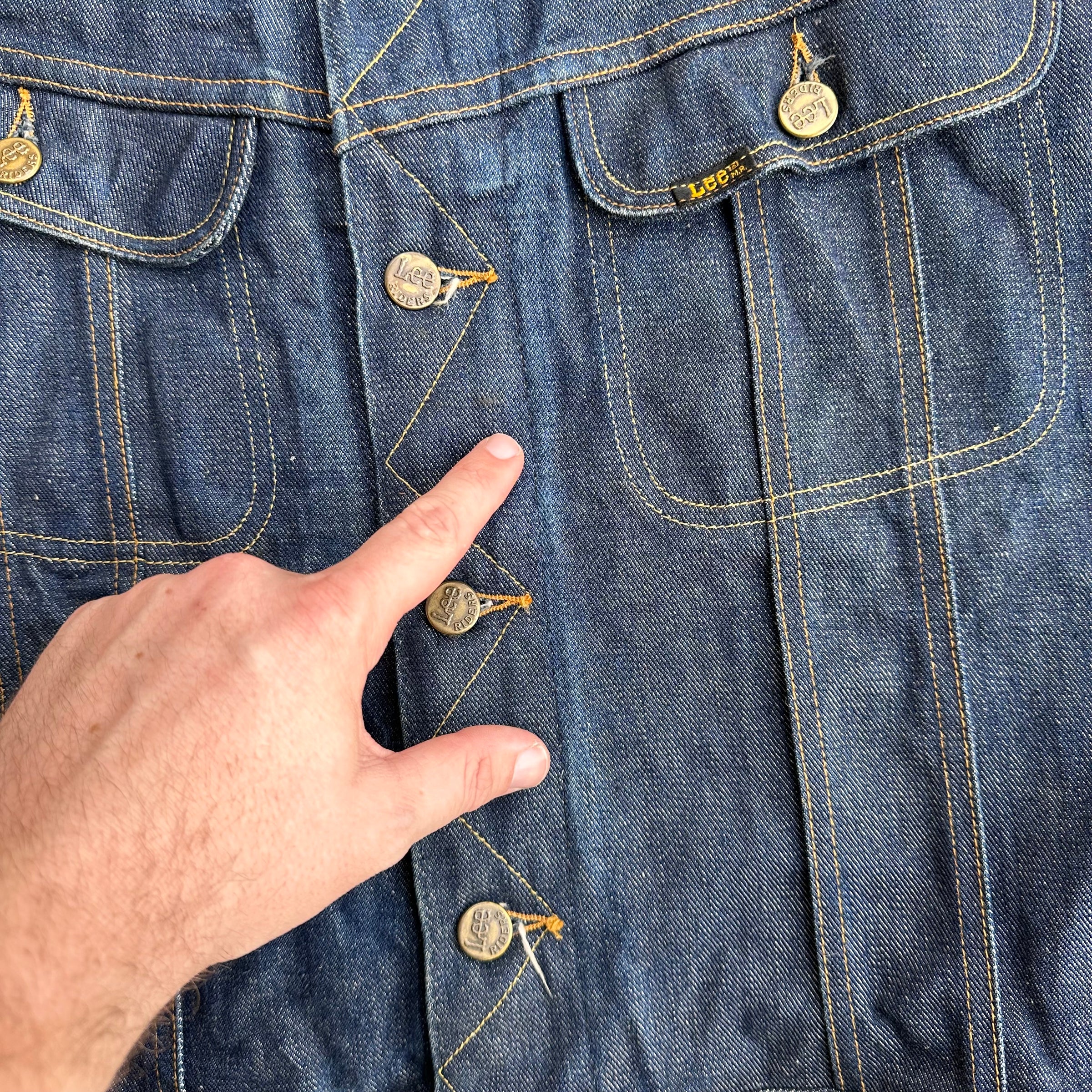 1960’s Dark Patched Lee 101-J Denim Jacket Size 42 Regular