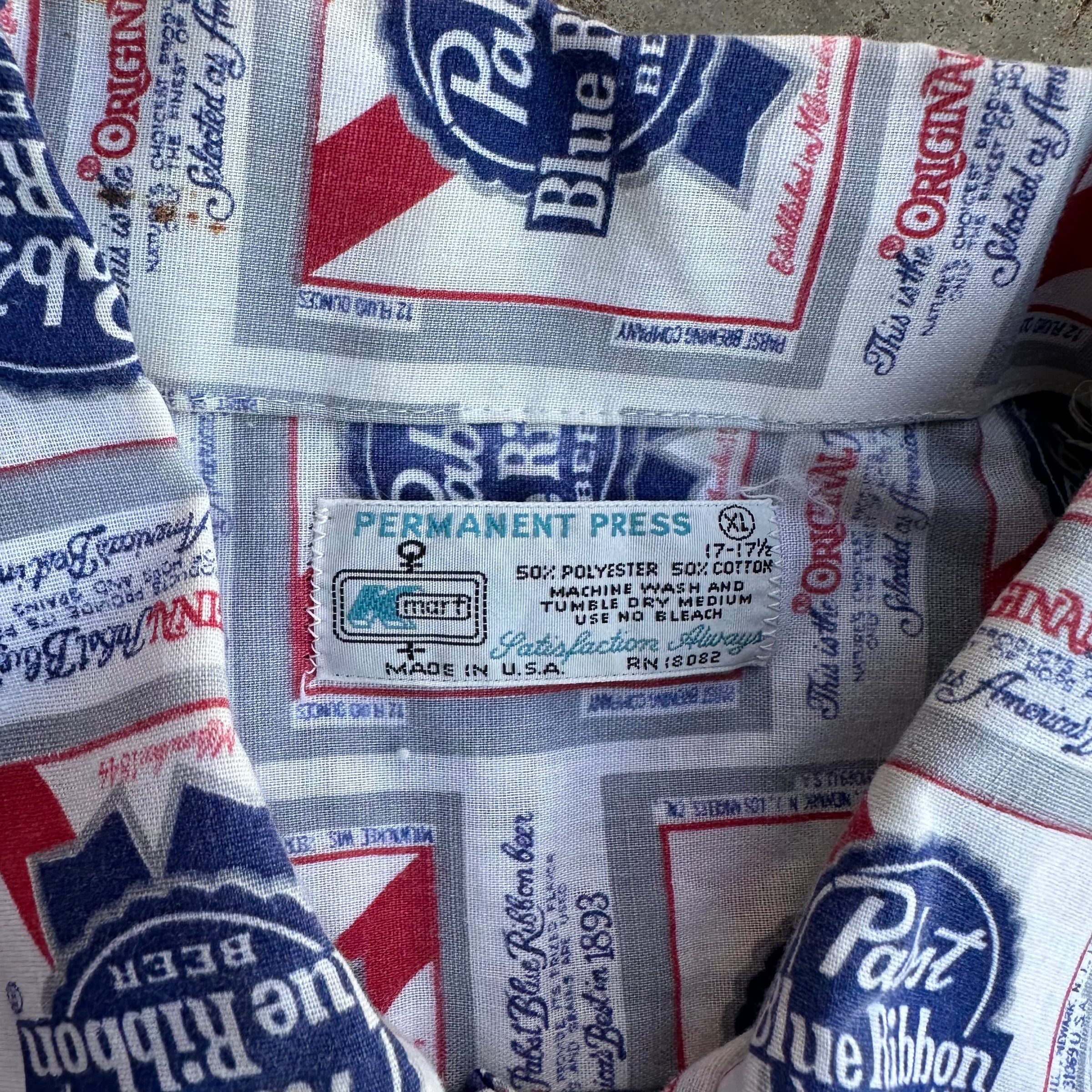 1970’s PBR Beer Print Short Sleeve Shirt XL