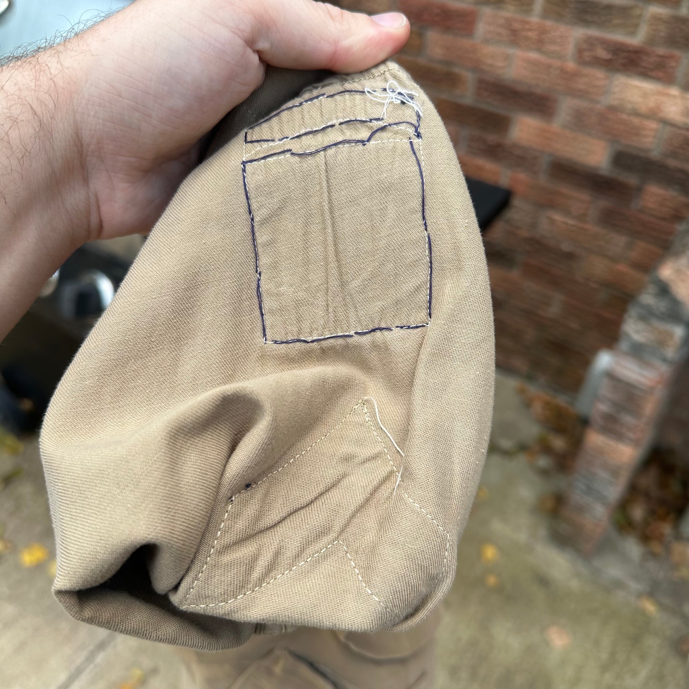 1940’s WWII 82nd Airborne Patched Khaki Shirt with Gas Flap