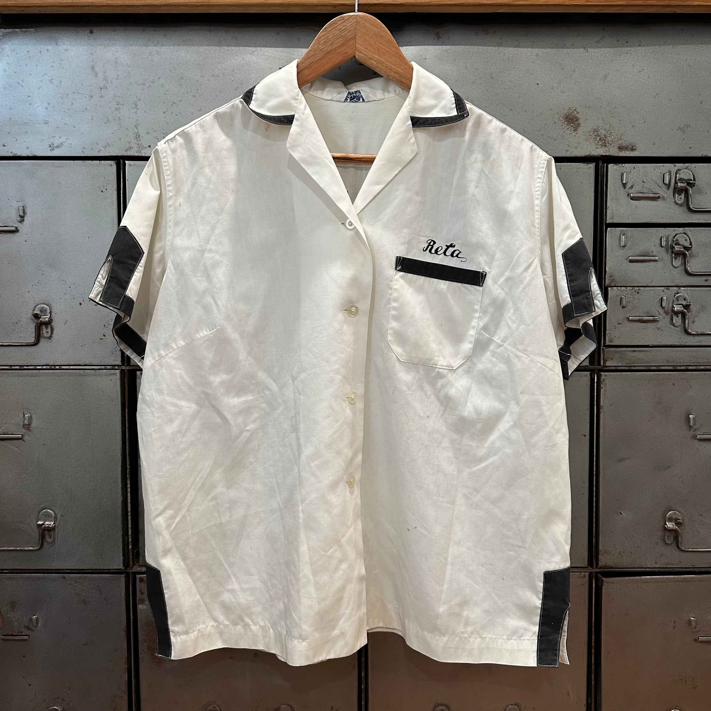 1960’s Japanese Made Cotton Military Souvenir Bowling Shirt 24” Chest
