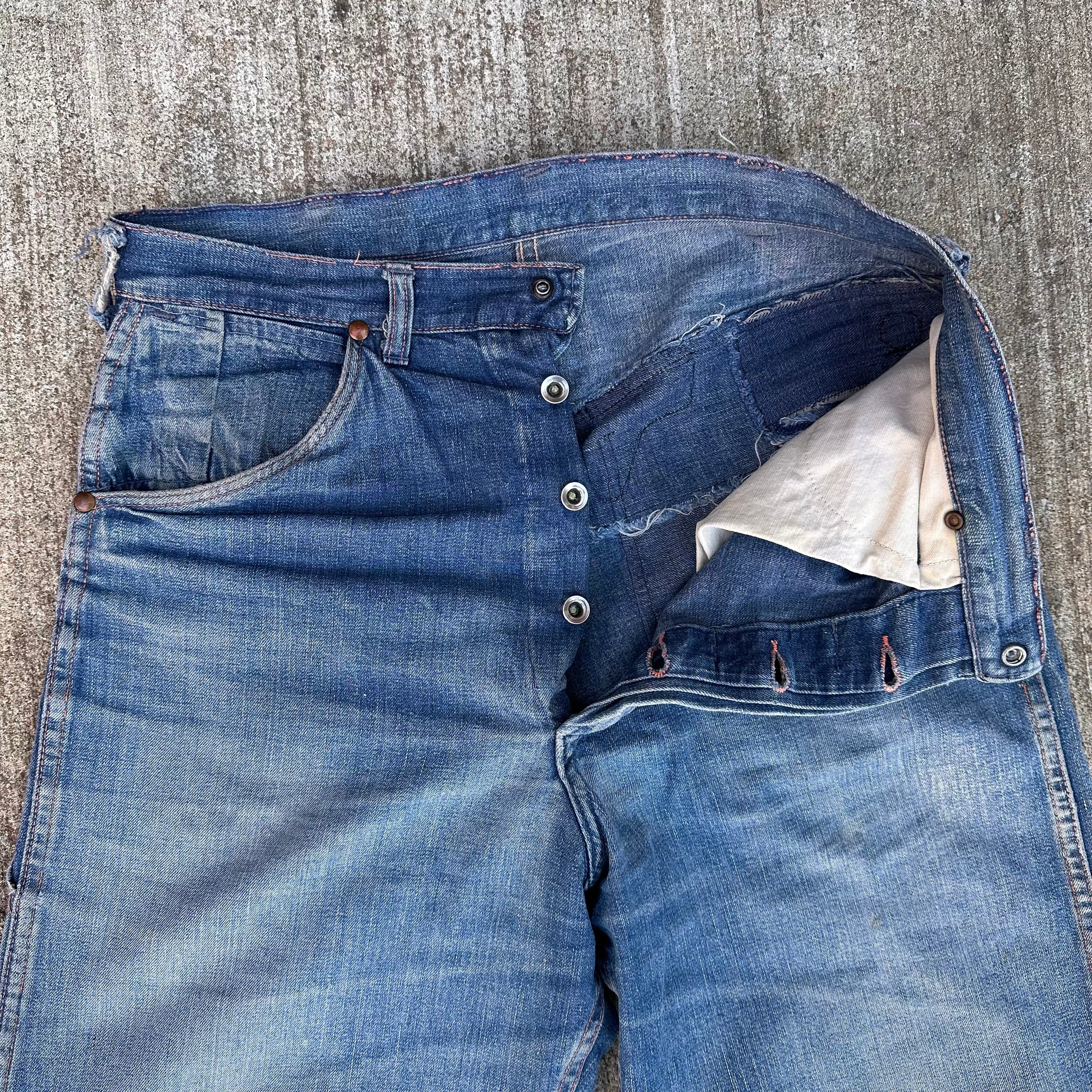 1940’s Sanforized Donut Button Denim Carpenter Jeans 31” x 30”