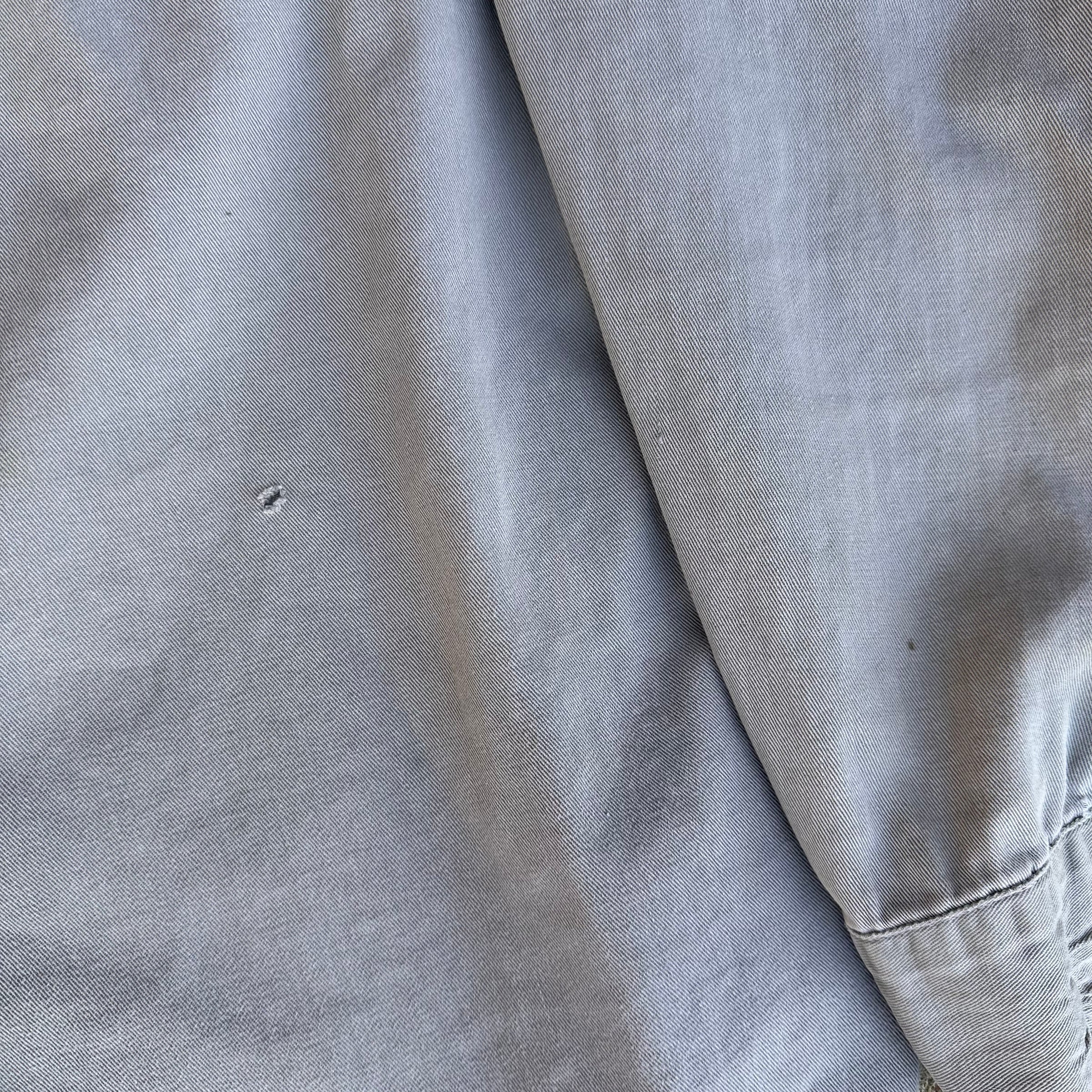 1940’s Anthony’s Buckhide Grey Cotton Work Shirt Large 24” Chest
