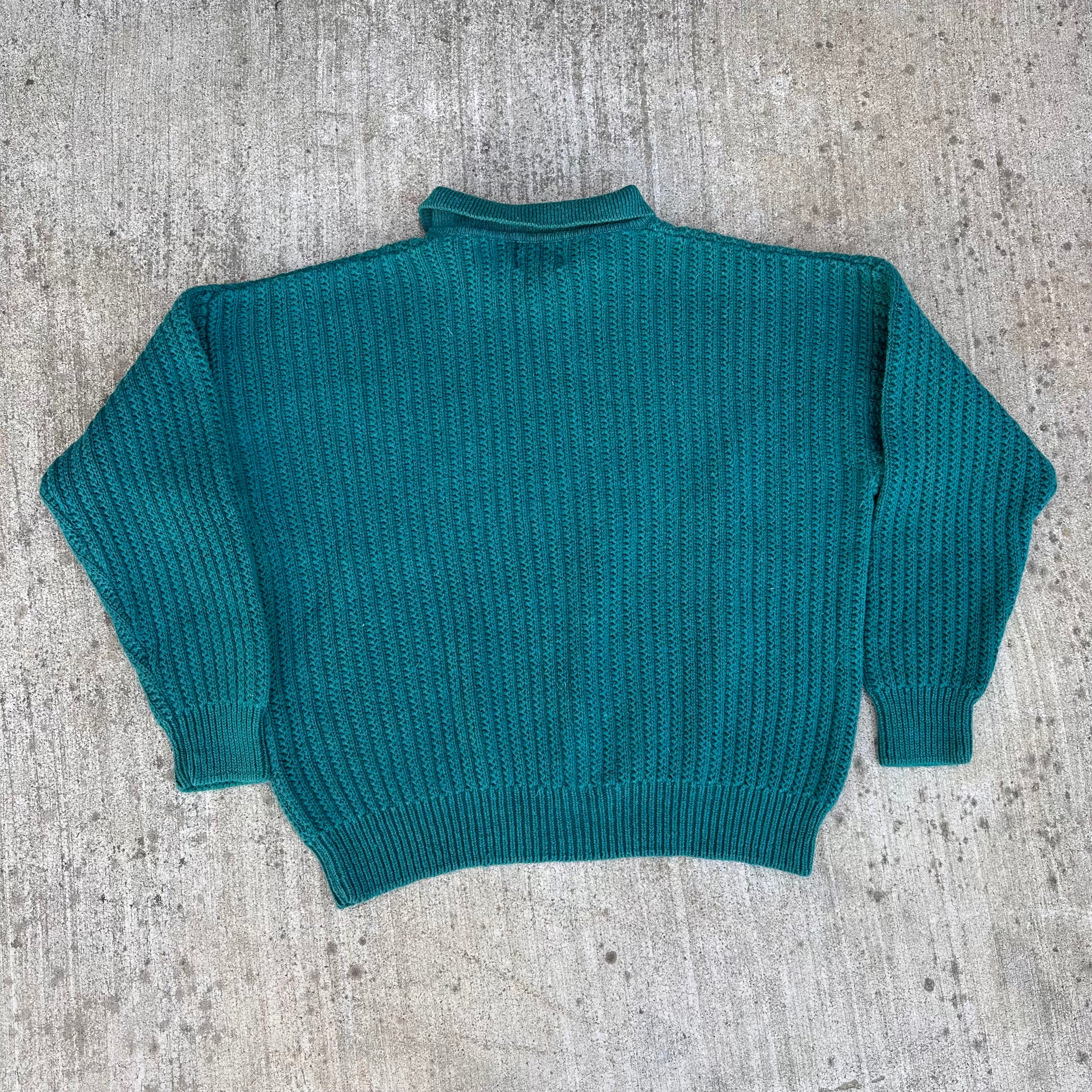1980’s Gap Teal Ramie/Cotton Blend Collared Ribbed Sweater M/L