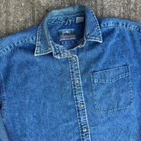 1980’s Eastern Mountain Sports Denim Button Down Shirt Medium