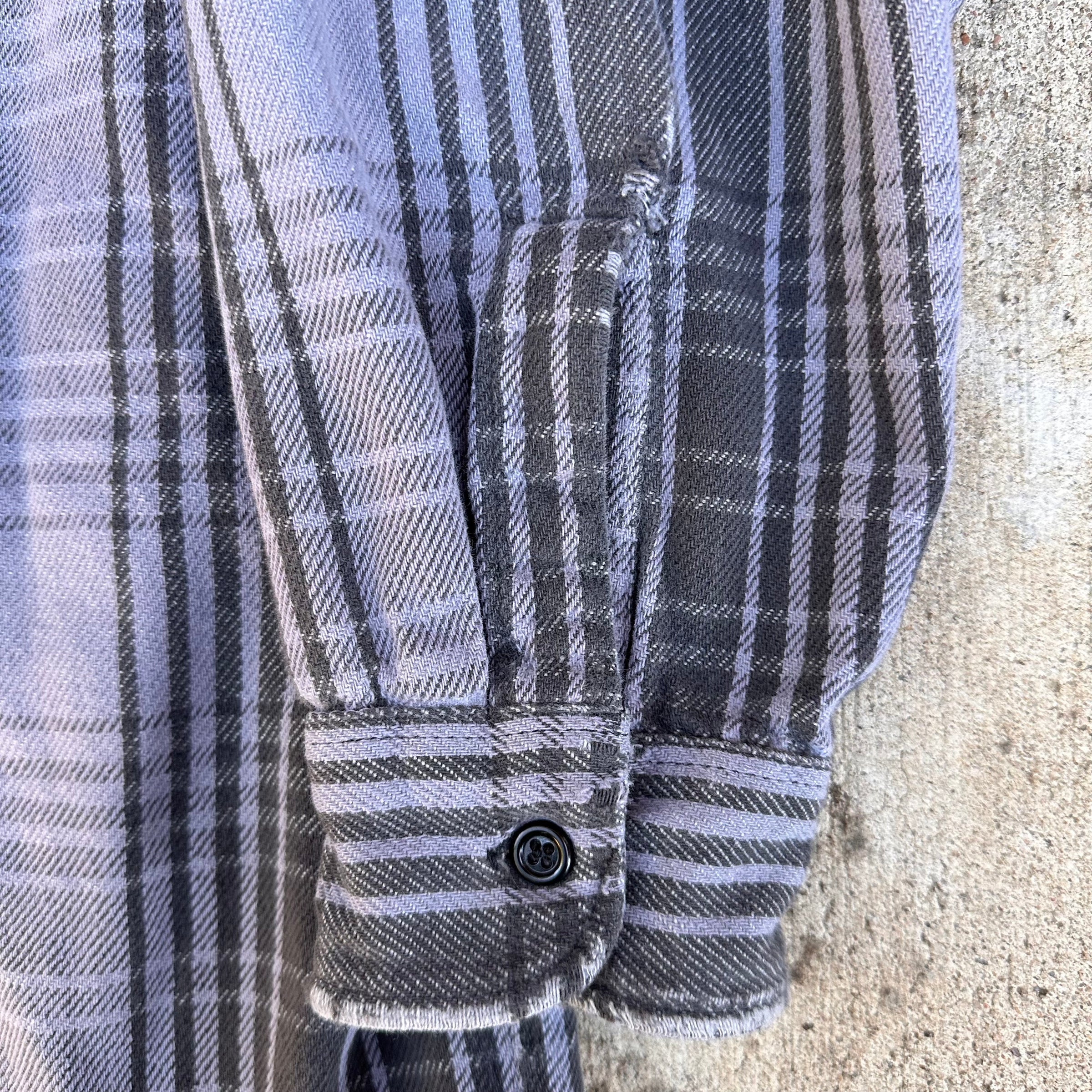 1980’s Osh’Kosh Black and Grey Cotton Flannel Shirt XL