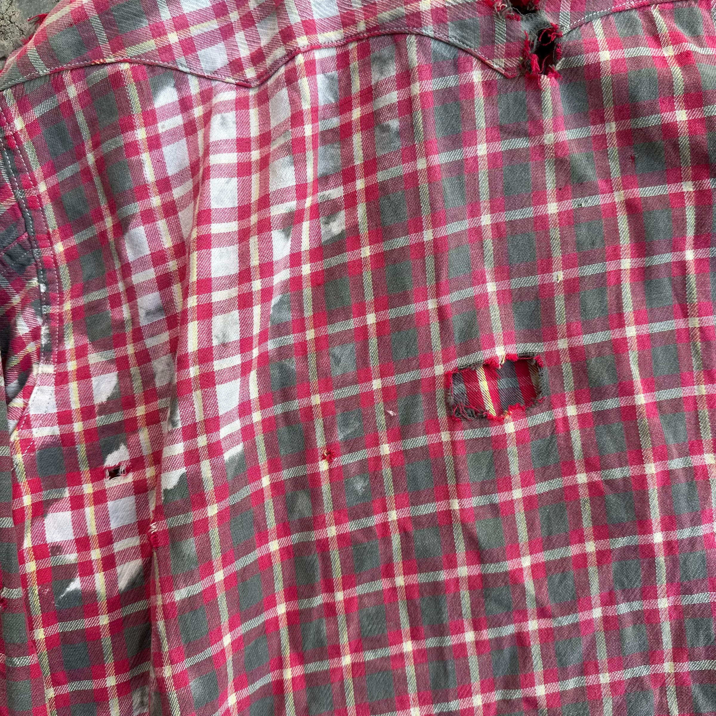 1950’s Thrashed Blue Bell Wrangler Cotton Flannel Shirt Large