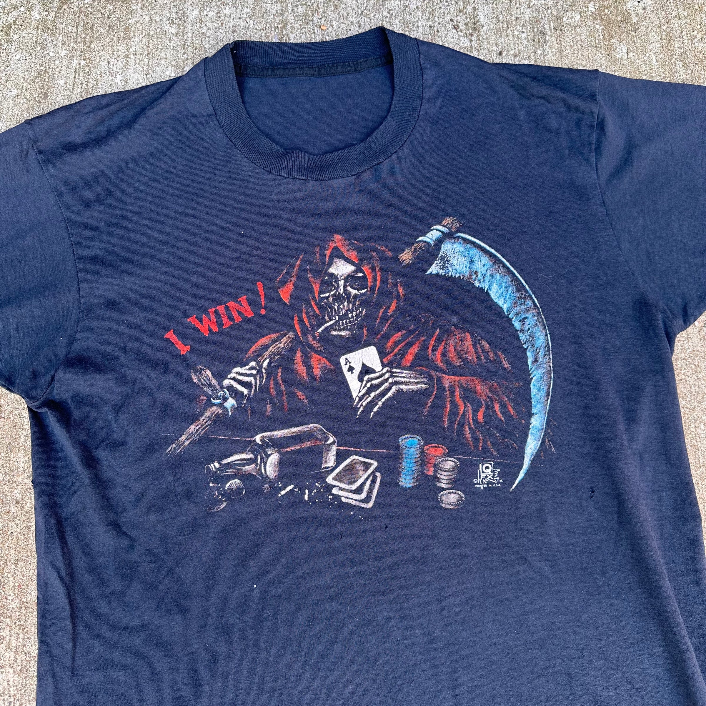 1980’s “I Win” QFX Drug/Booze/Gambling T-Shirt Large