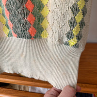 1950’s Rockabilly Style Diamond Loose Knit Short Sleeve Sweater Medium