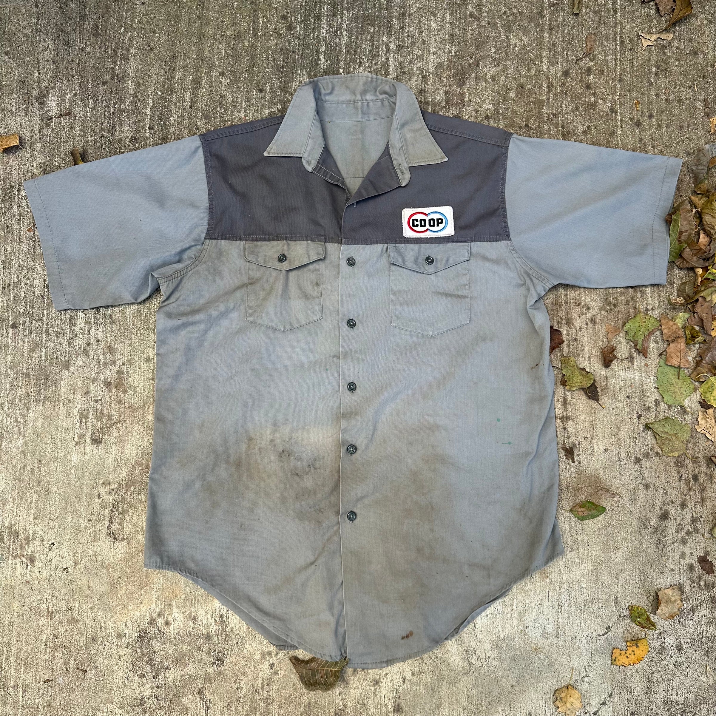 1970’s Coop Patched Two Tone Work Shirt Large