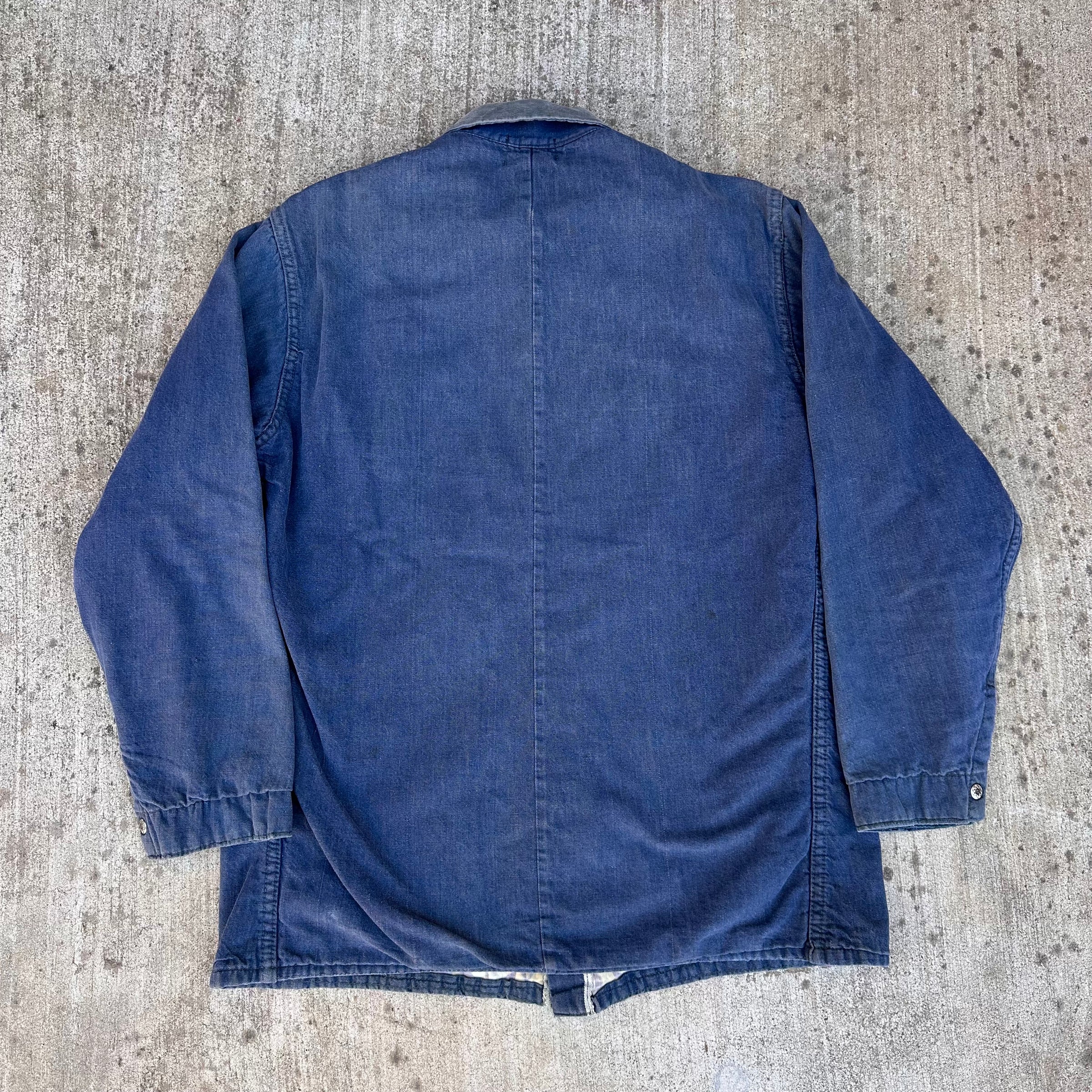 1960’s Animal Print Lined Vat Dyed Denim Chore Jacket 22.5” Chest