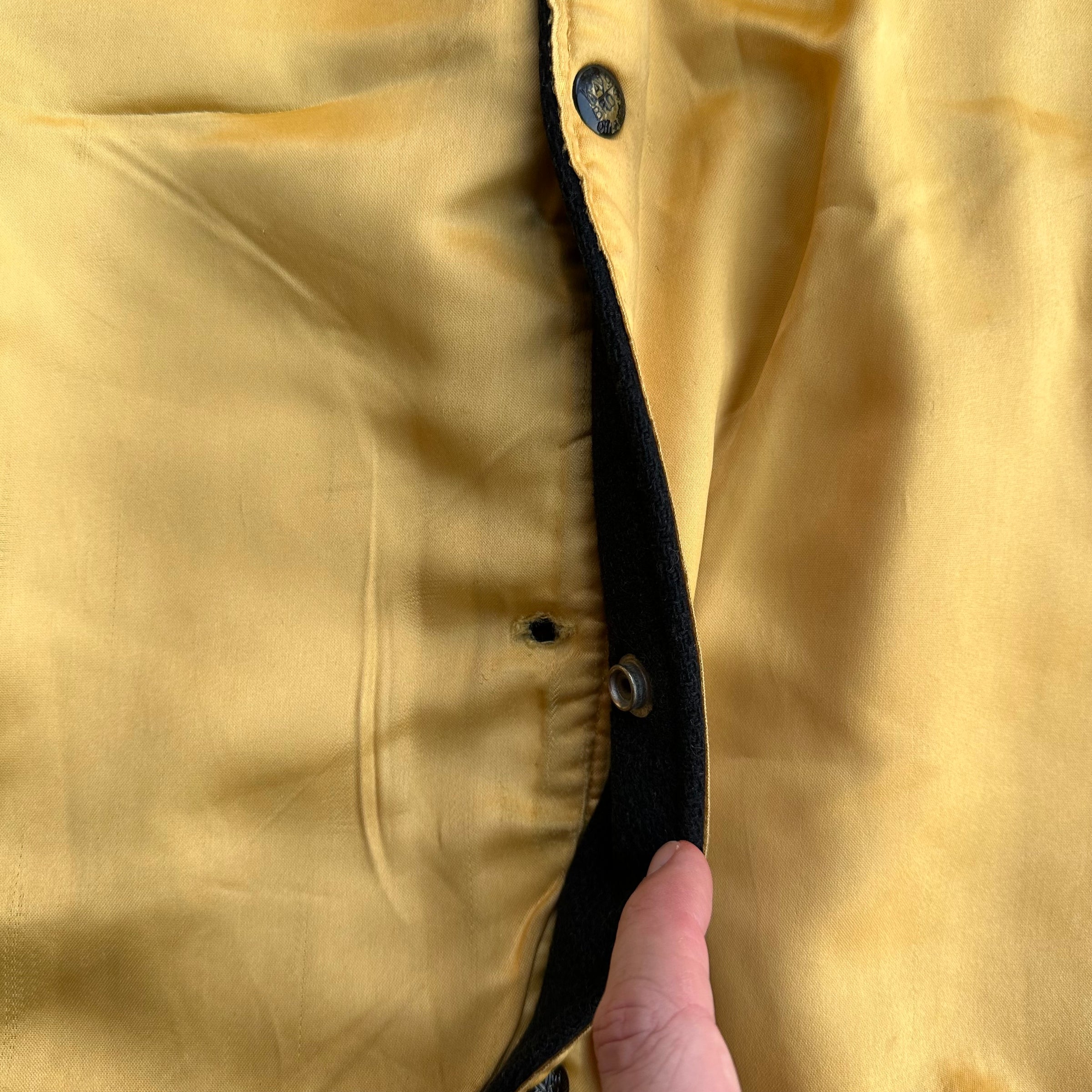 1950’s Black and Yellow Reversible Wool/Satin Varsity Jacket Large