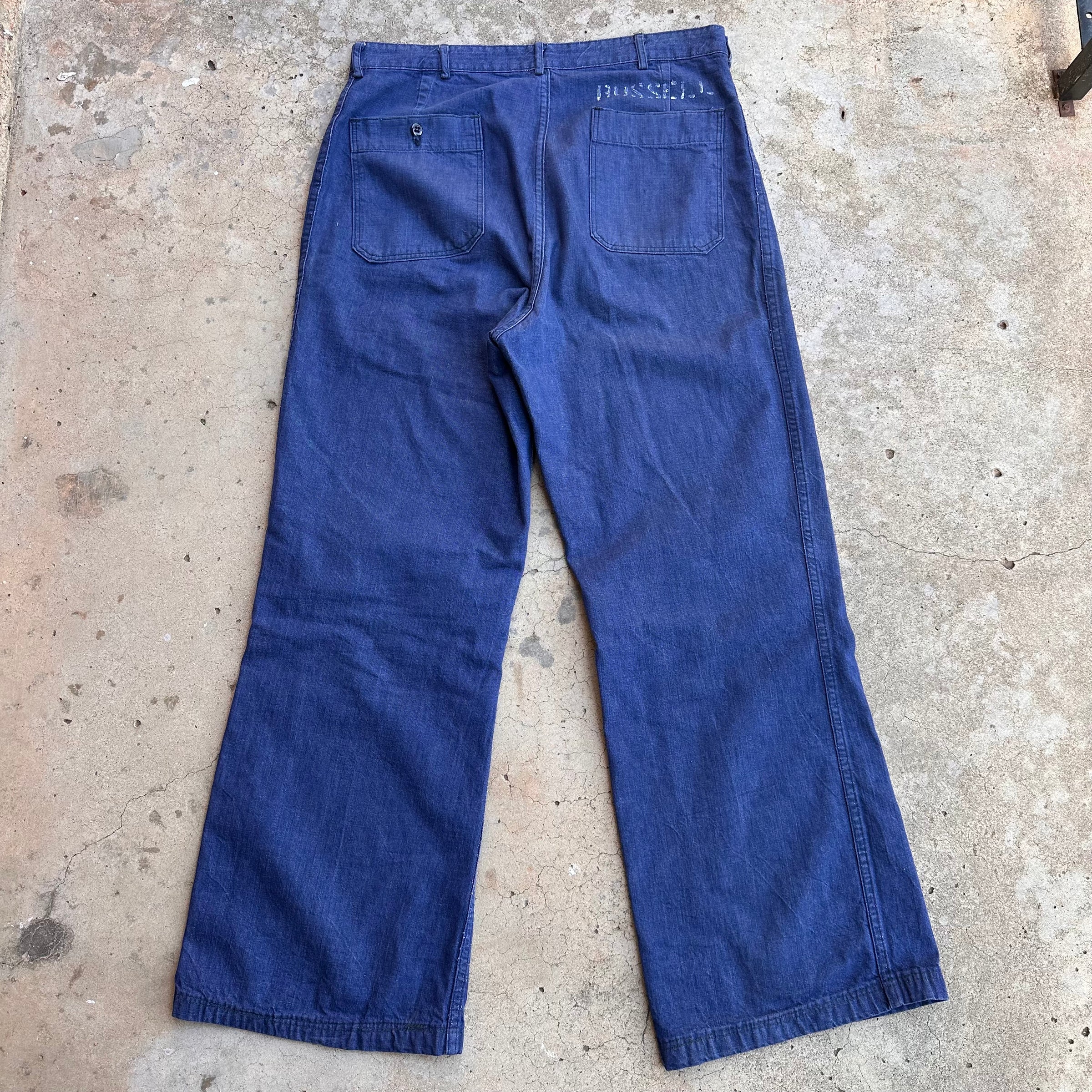 1950’s Stenciled USN Denim Trousers 34” Waist