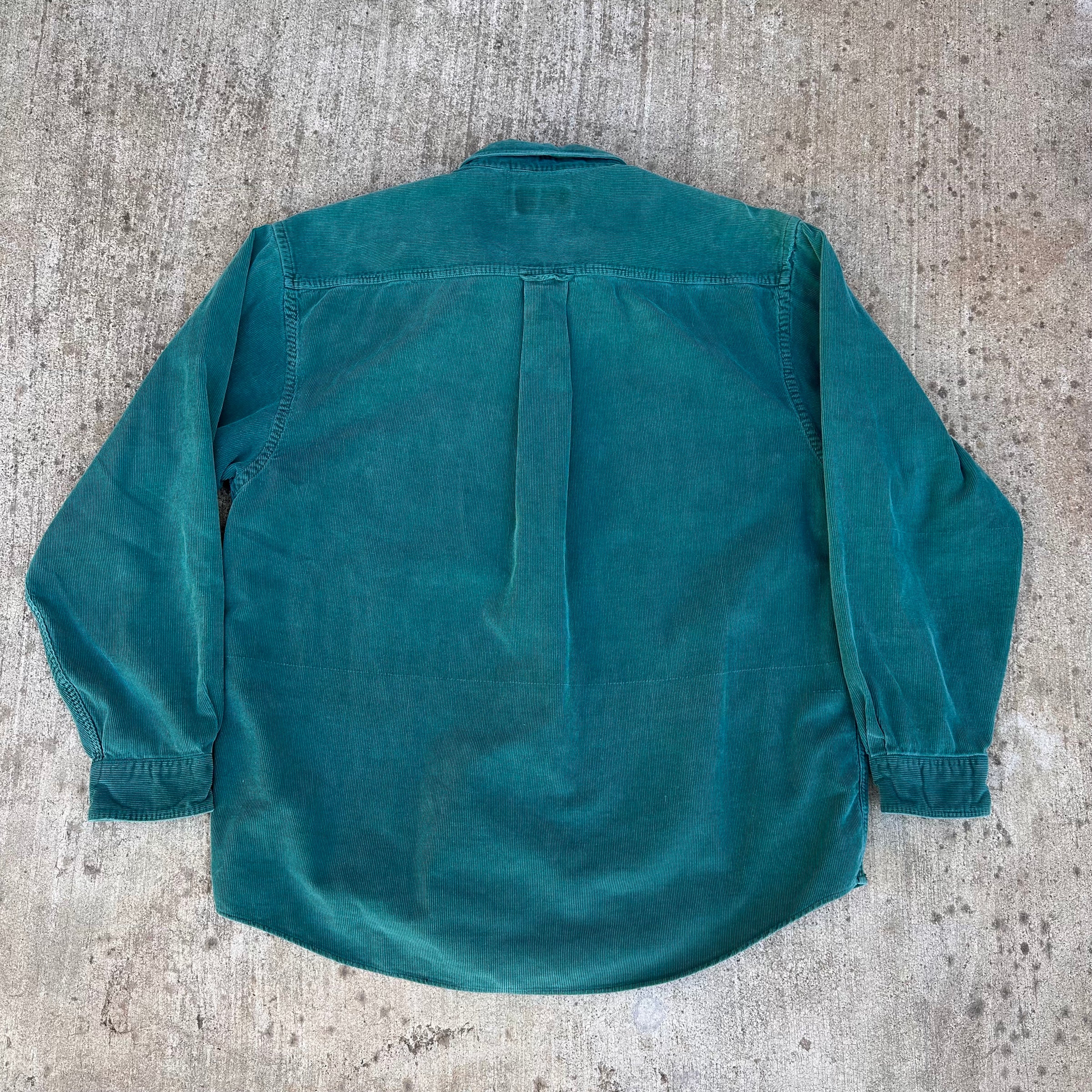 1980’s Eddie Bauer Teal Corduroy Work Shirt Large