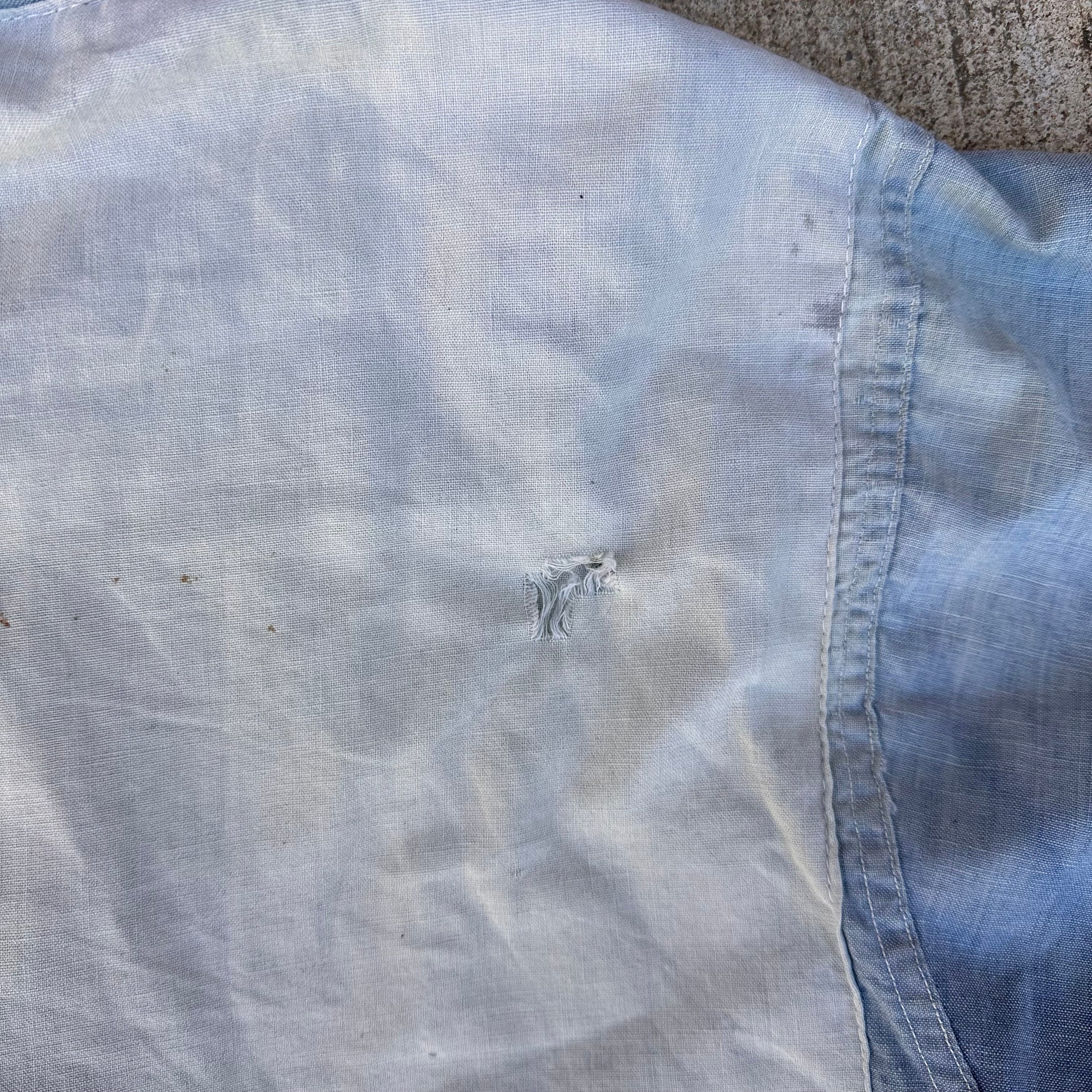 1950’s Powr House Repaired Chambray Work Shirt 26” Chest