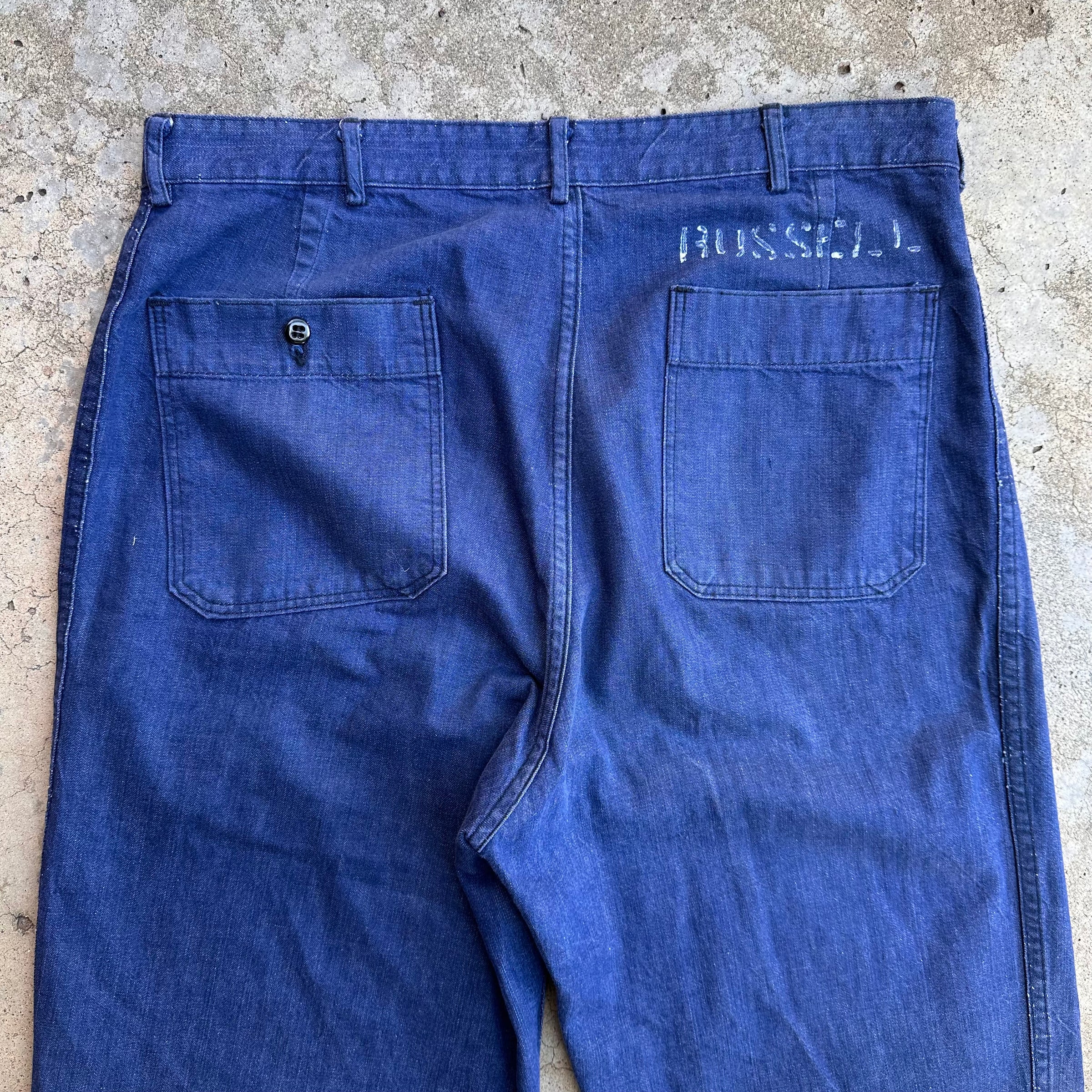 1950’s Stenciled USN Denim Trousers 34” Waist