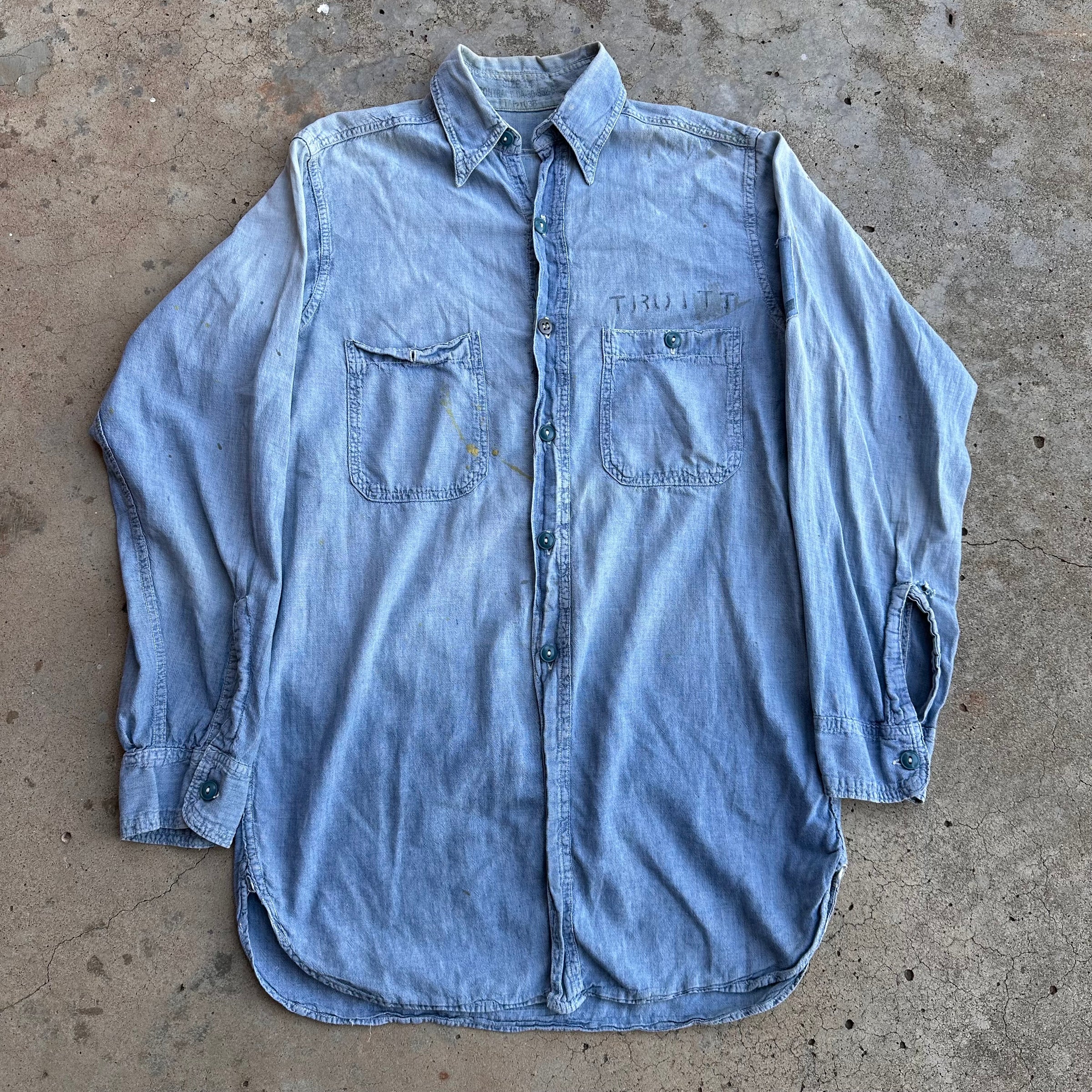1950’s Korean War USN Stenciled Chambray Work Shirt