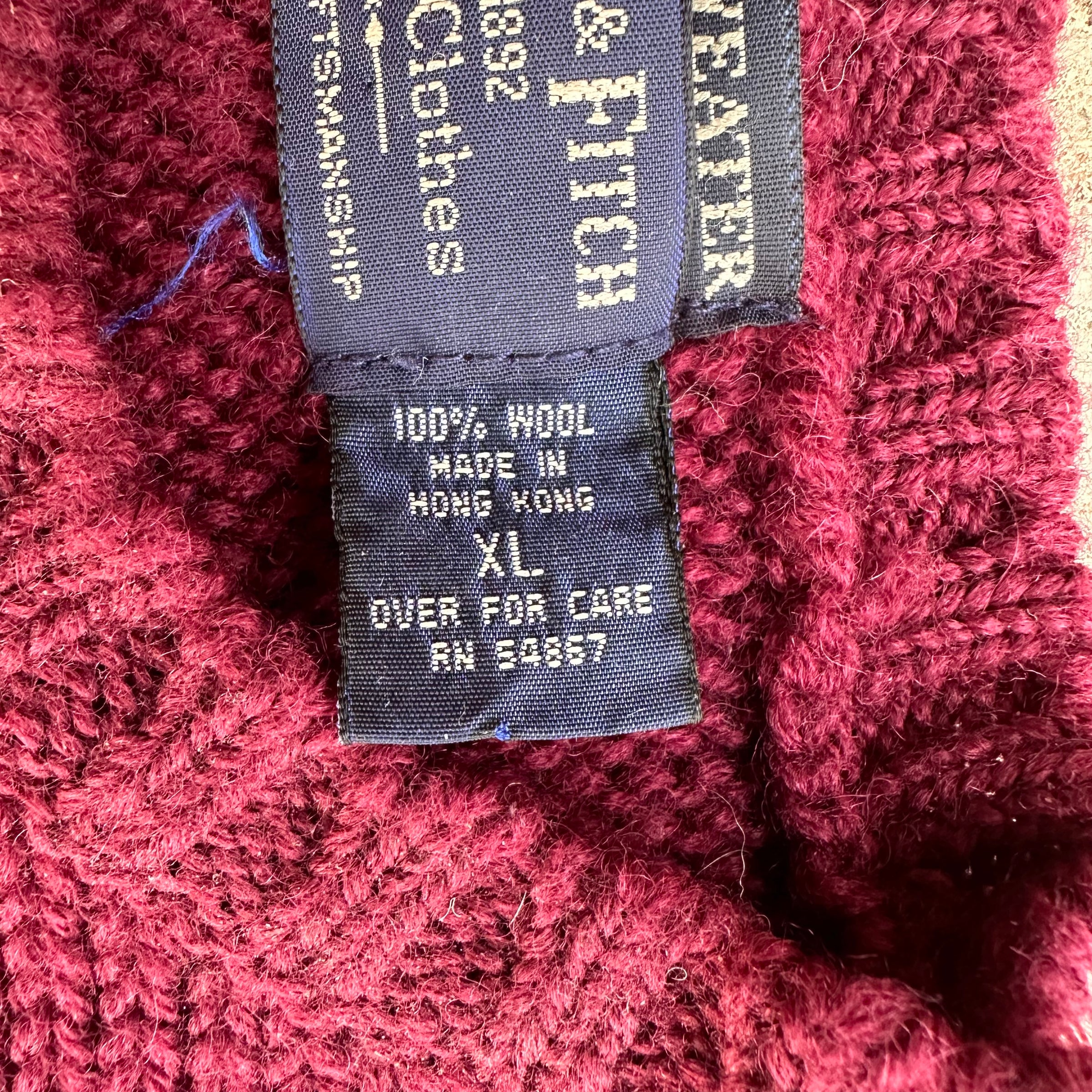 1980’s/90’s Abercrombie & Fitch Burgundy Wool Sweater XL