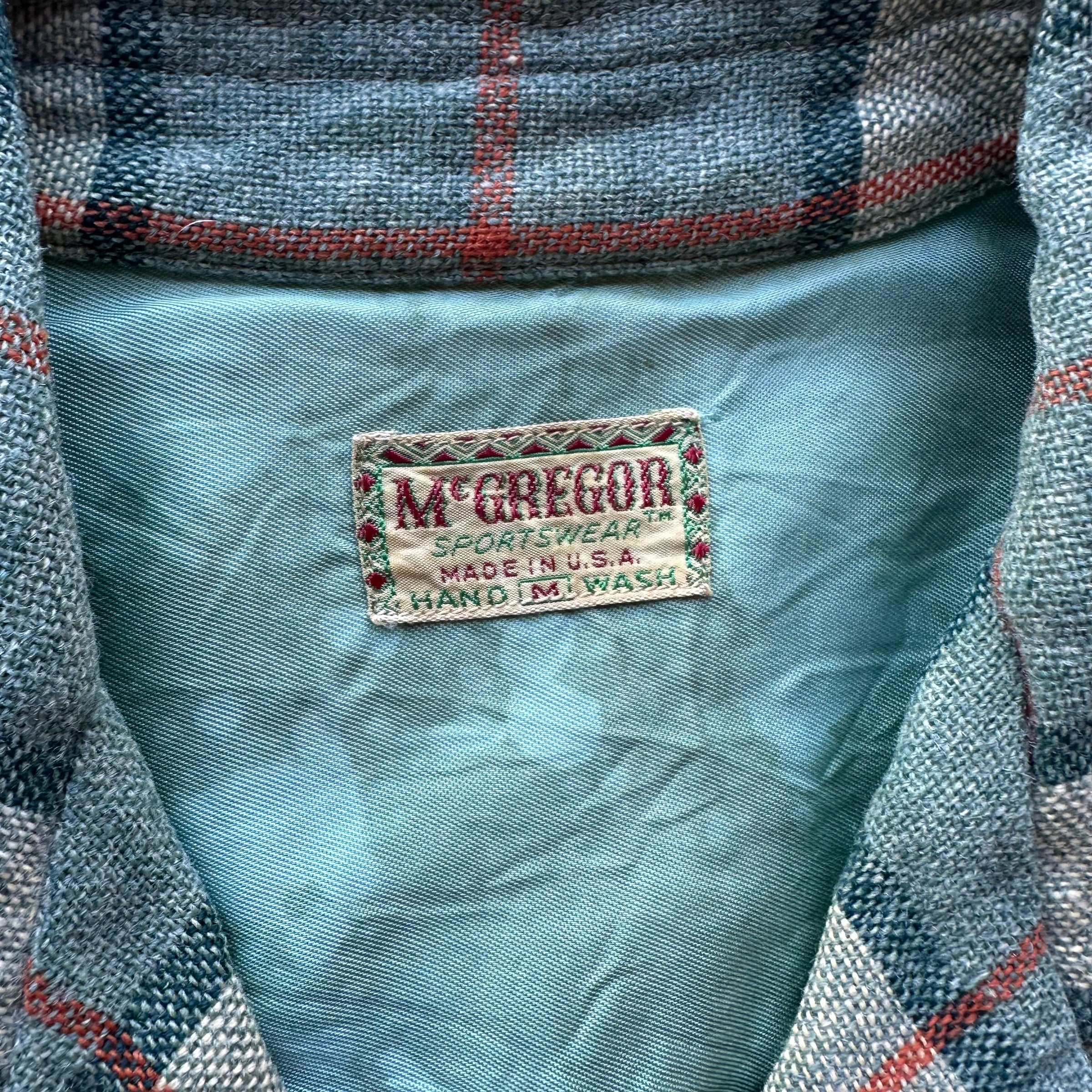 1960’s McGregor Wool Plaid Loop Collar Shirt Medium