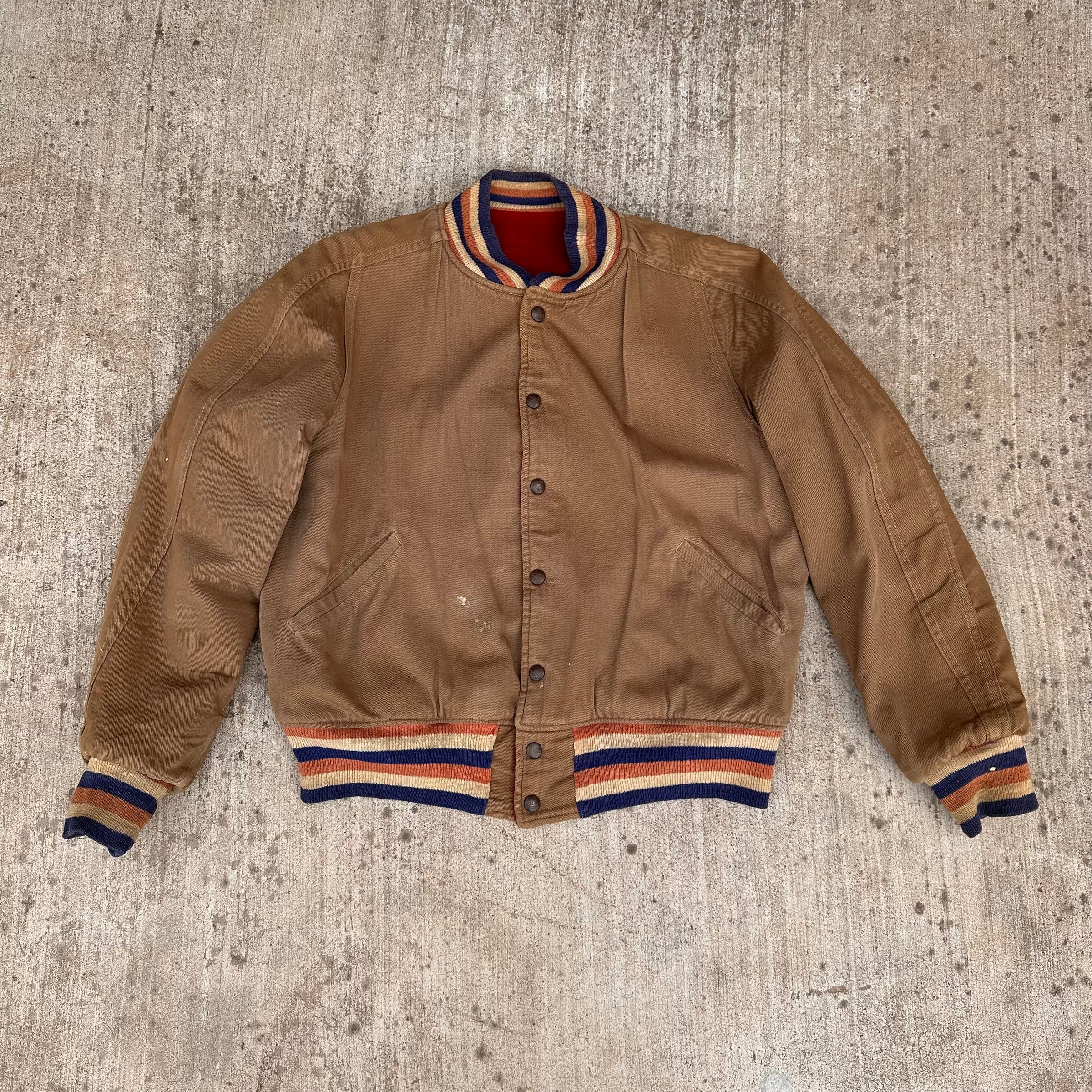 1940’s Butwin Two-Tone Nylon Fleece Reversible Varsity Jacket 24” Chest