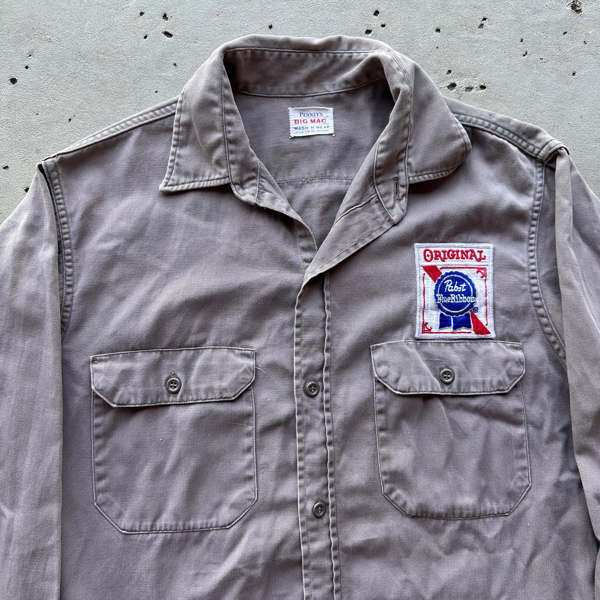 1950’s/60’s Penney’s Big Mac PBR Patched Grey Cotton Work Shirt Medium
