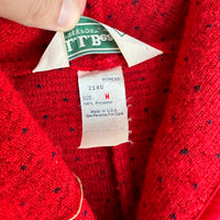 1980’s LL Bean Polka Dot Red Fleece Pile Jacket Medium