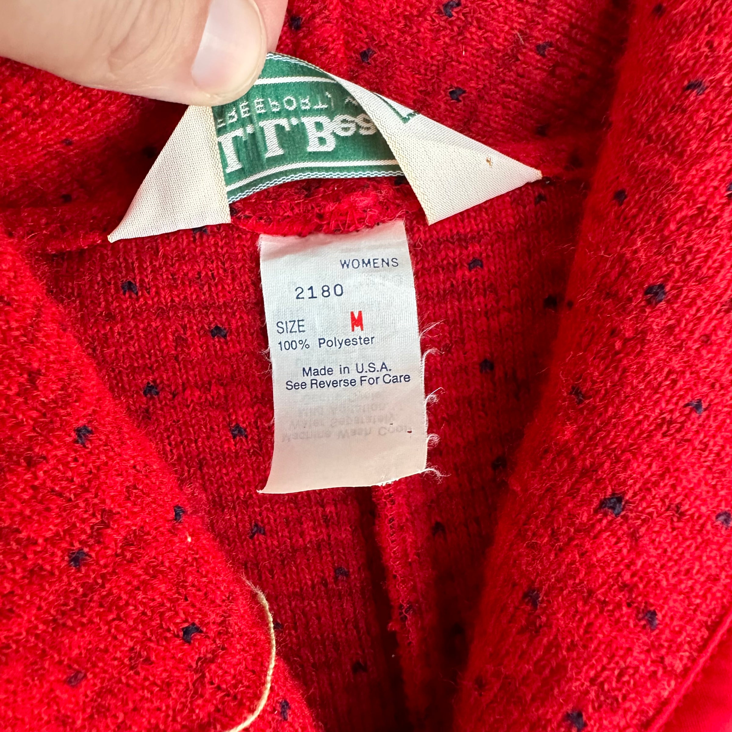 1980’s LL Bean Polka Dot Red Fleece Pile Jacket Medium