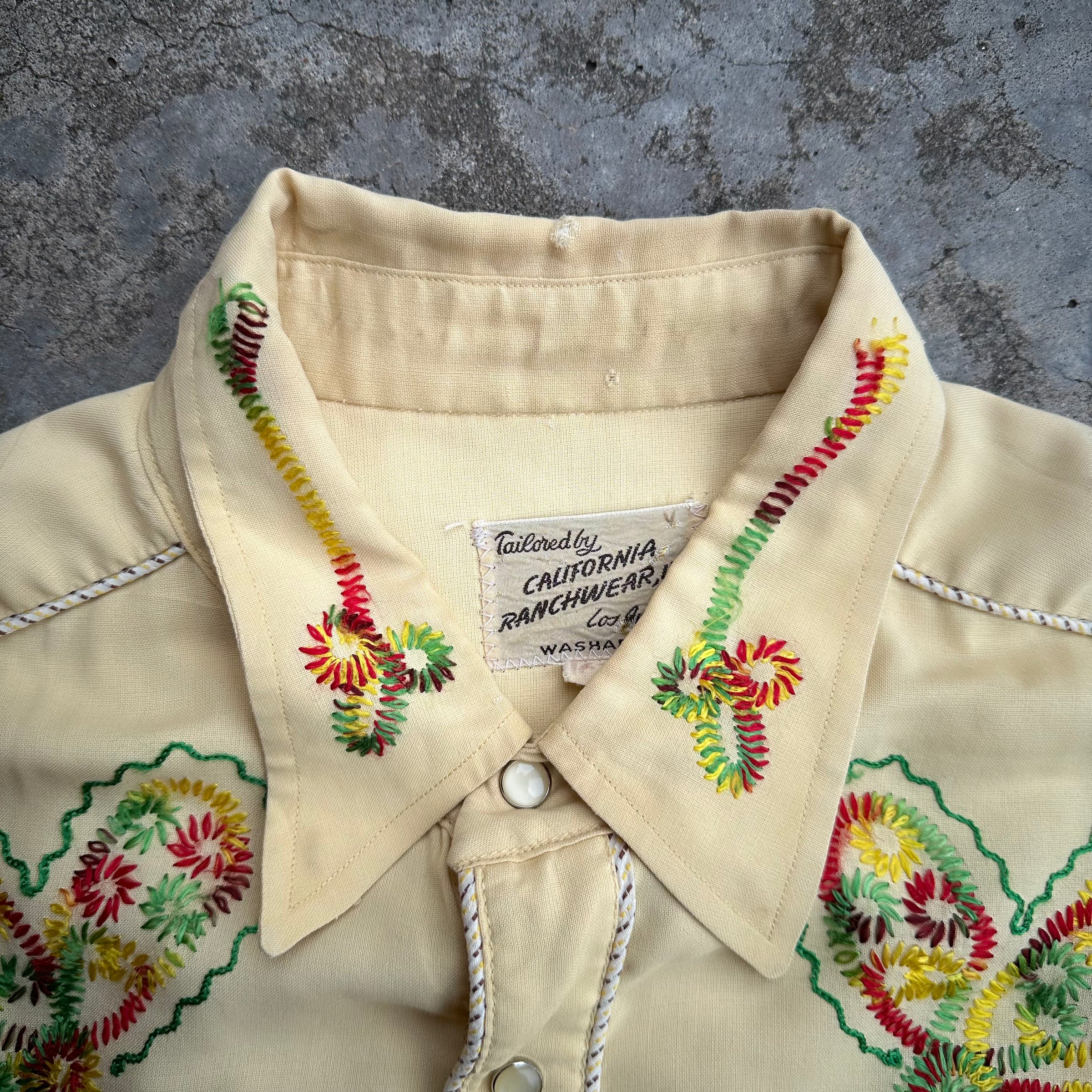 1940’s/50’s California Ranchwear Embroidered Gabardine Western Shirt Large