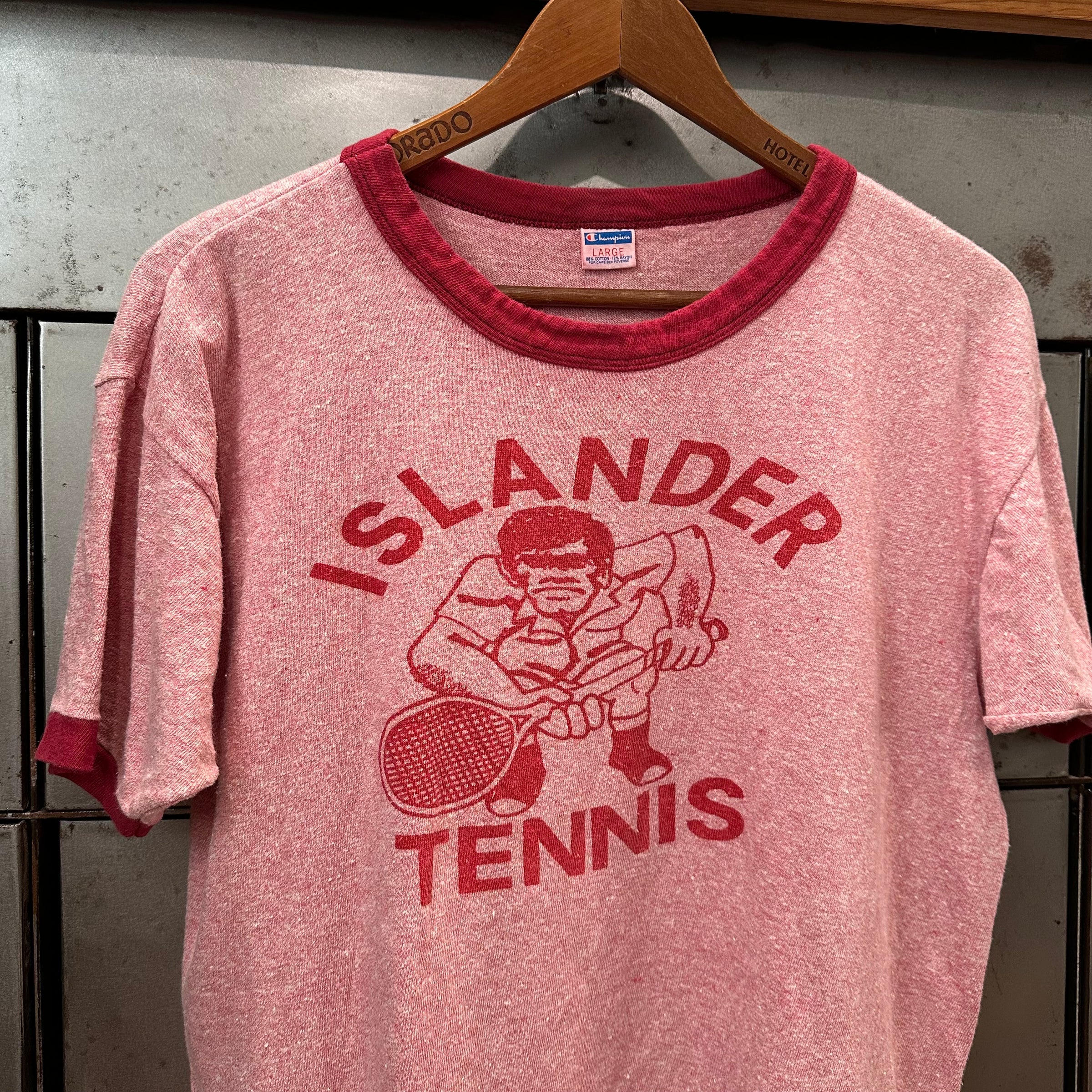 1970’s Islander Tennis Champion Blue Bar Ringer T-Shirt Large