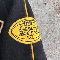 1950’s Black and Yellow Reversible Wool/Satin Varsity Jacket Large