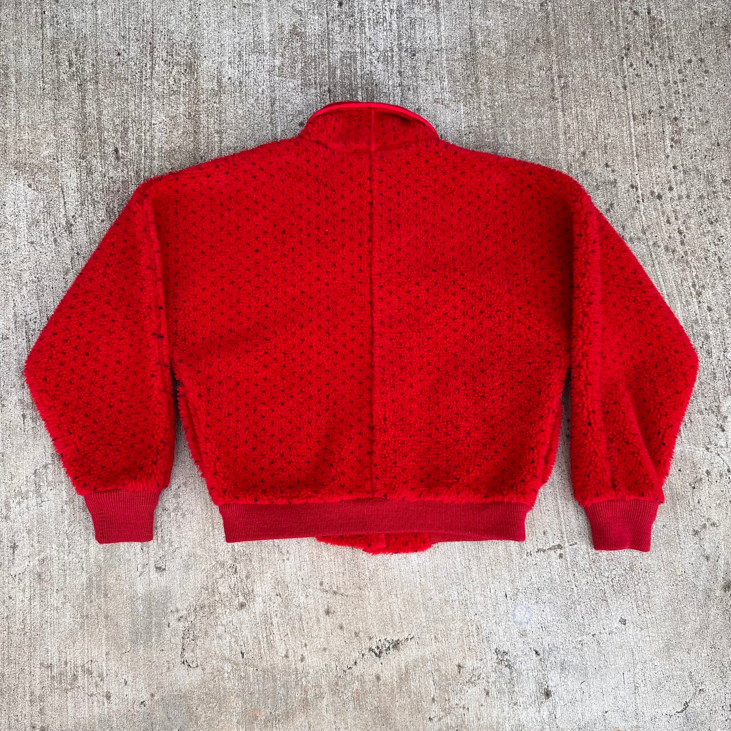 1980’s LL Bean Polka Dot Red Fleece Pile Jacket Medium