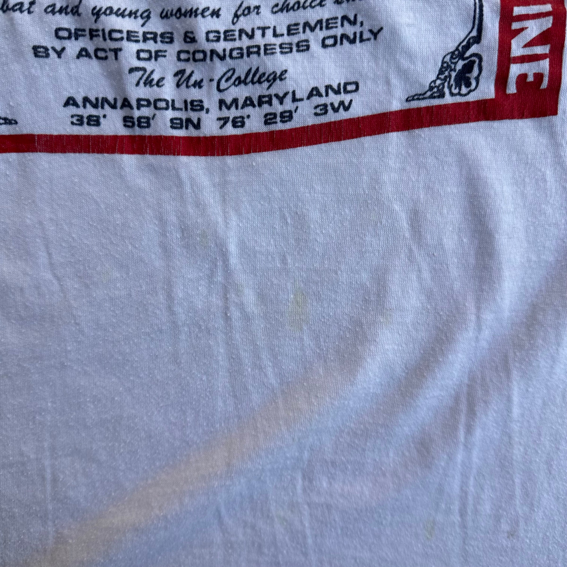 1980’s US Naval Academy Budweiser Rip Ringer T-Shirt Medium