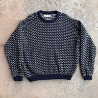 1970’s LL Bean Navy Birdseye Pattern Wool Sweater XL