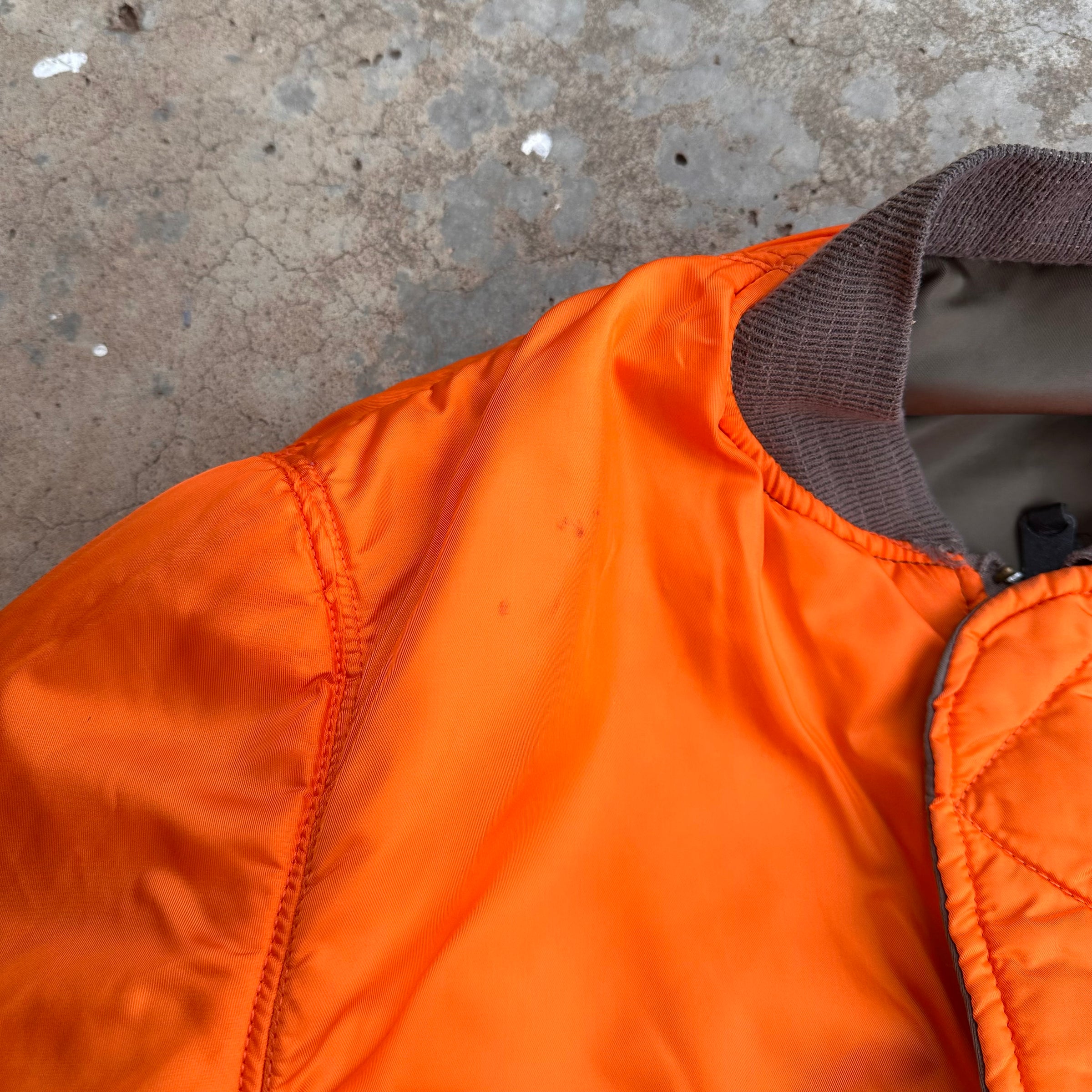 1990’s Alpha Industries Brown Reversible MA-1 Flight Jacket Large 27” Chest