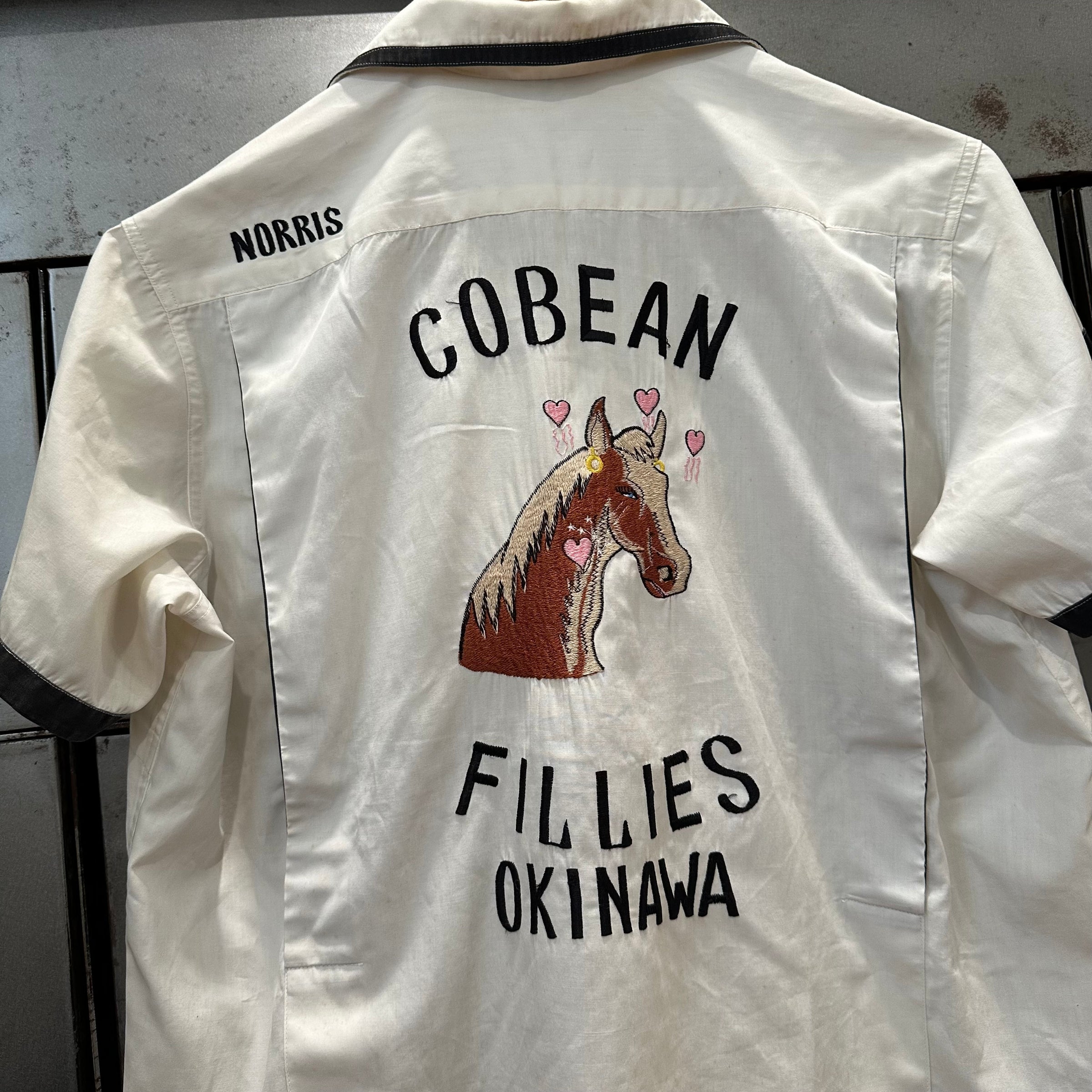 1960’s Japanese Made Cotton Military Souvenir Bowling Shirt 24” Chest