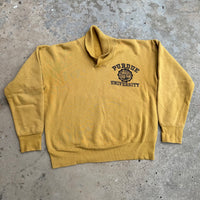 1960’s Purdue University Flock Print Shawl Collar Sweatshirt 24” Chest