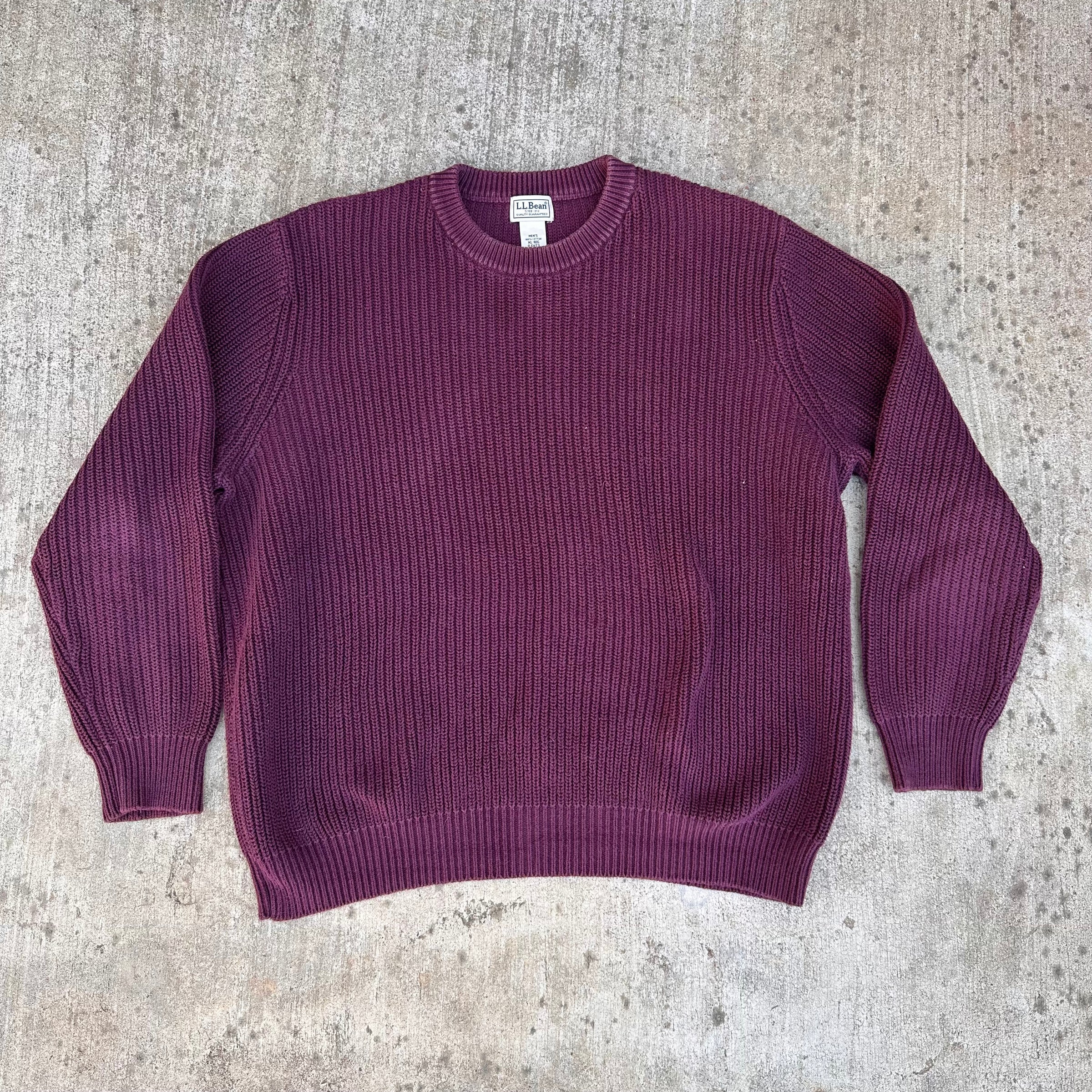 1990’s LL Bean Burgundy Ribbed Cotton Crewneck Sweater XL