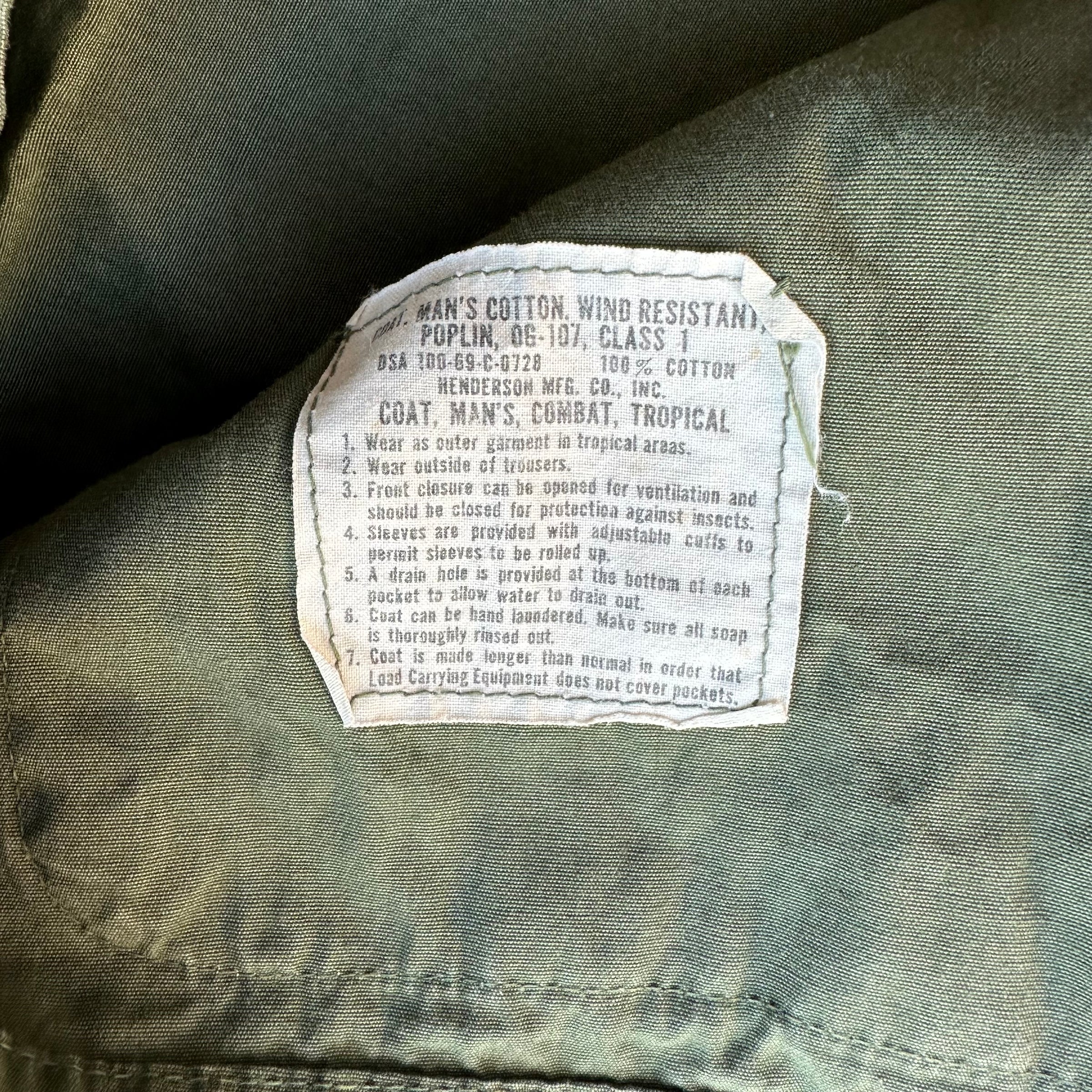 1960’s Vietnam War Mint Patched Poplin Jungle Jacket Medium Long