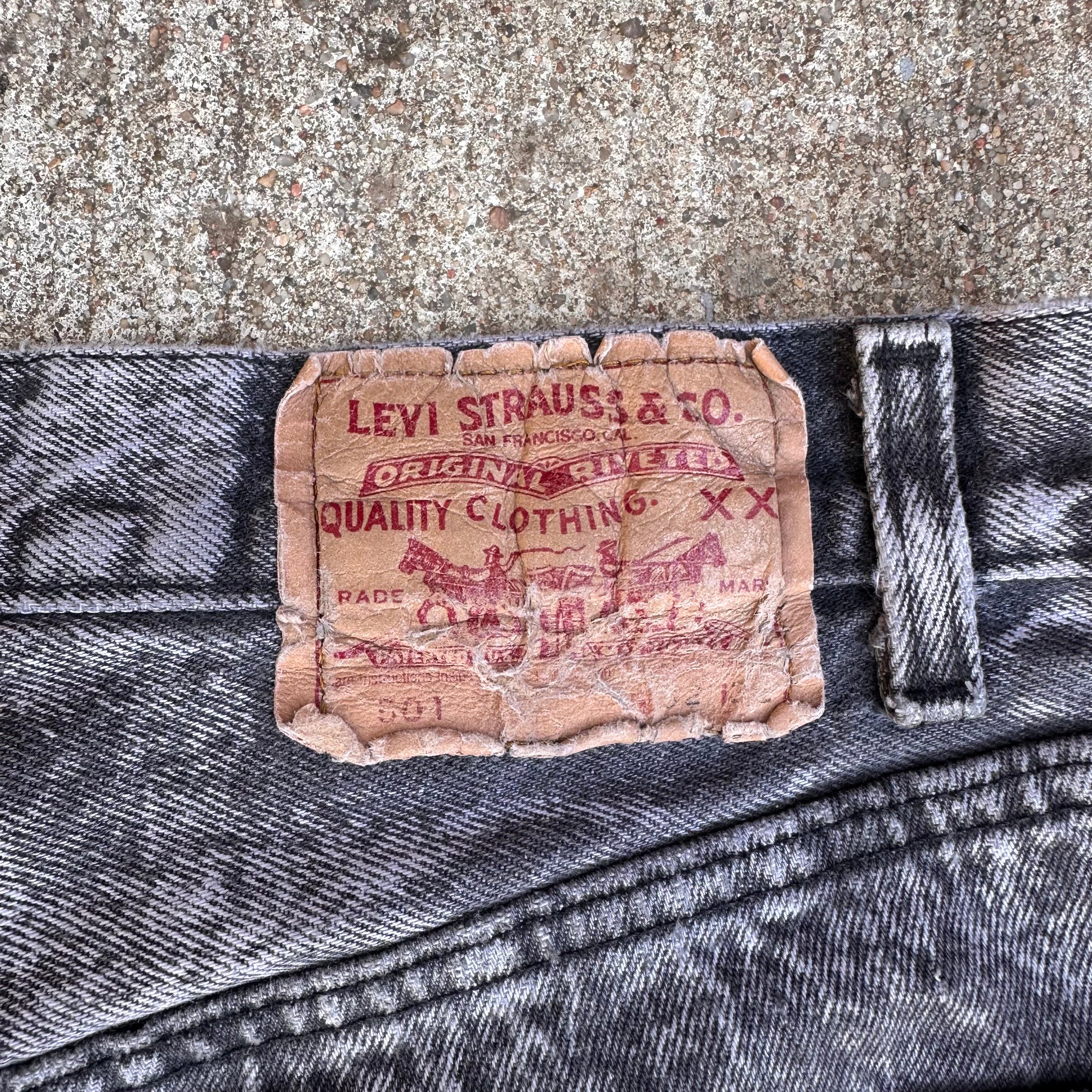 1980’s Levi’s 501 Black Acid Wash Jeans 30” Waist