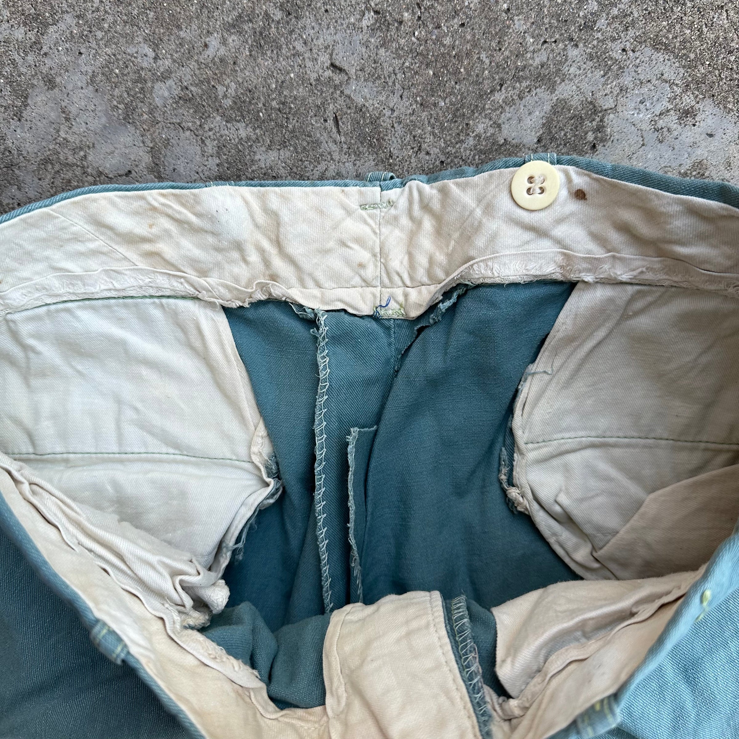 1940’s Lee Union Made Sanforized Green Chino Pants 30” Waist