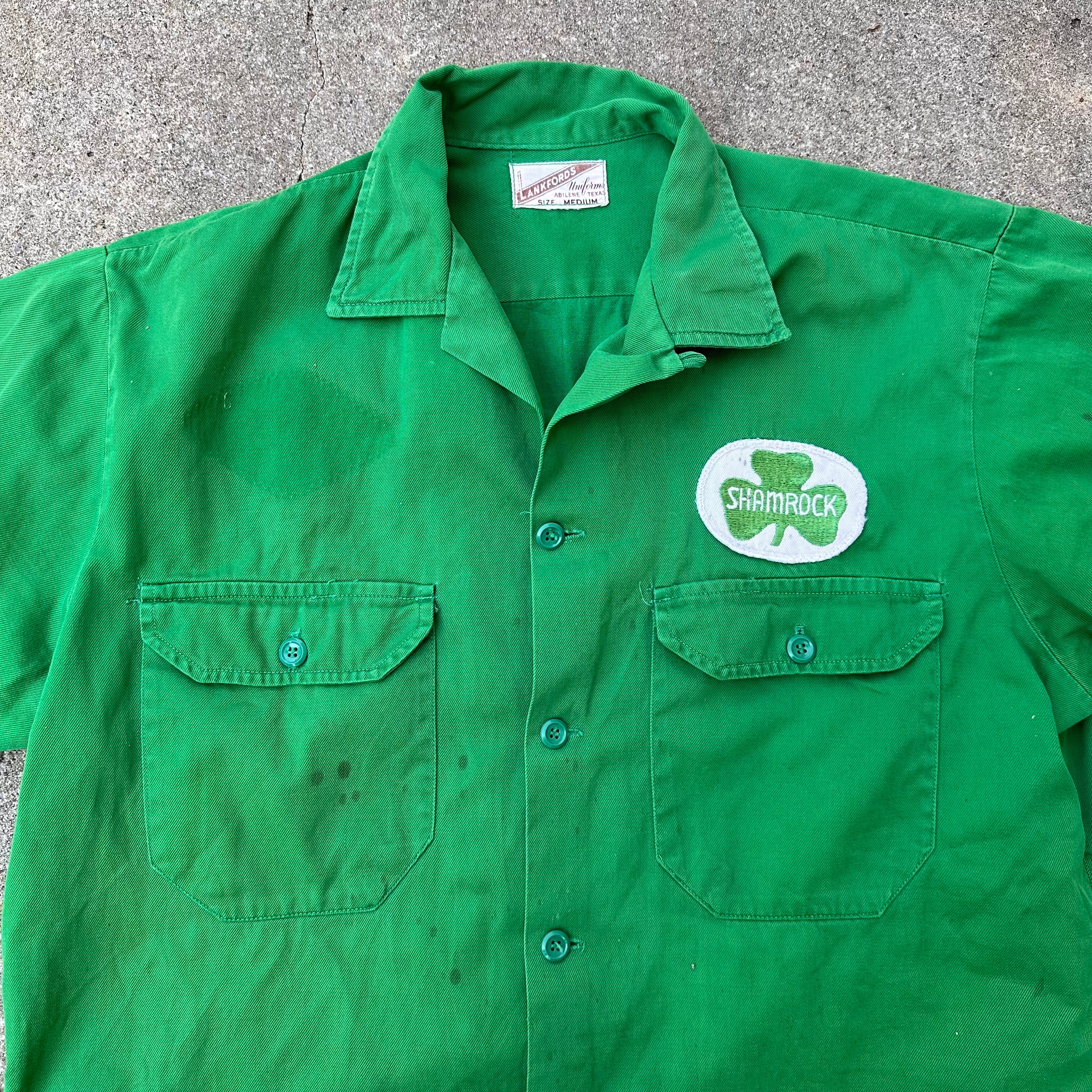 1950’s Shamrock Gas Station Embroidered Work Shirt Medium