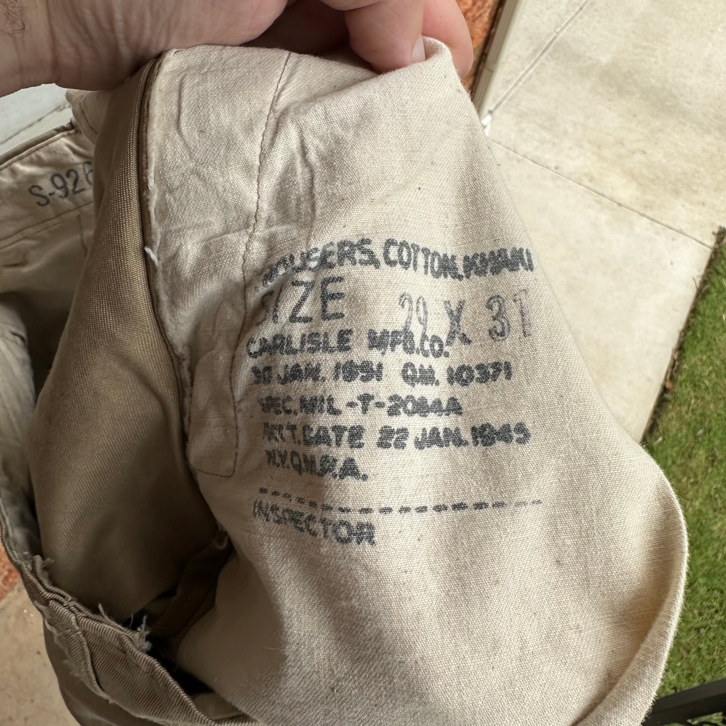 1940’s WWII US Army M-45 Khaki Pants 30” Waist