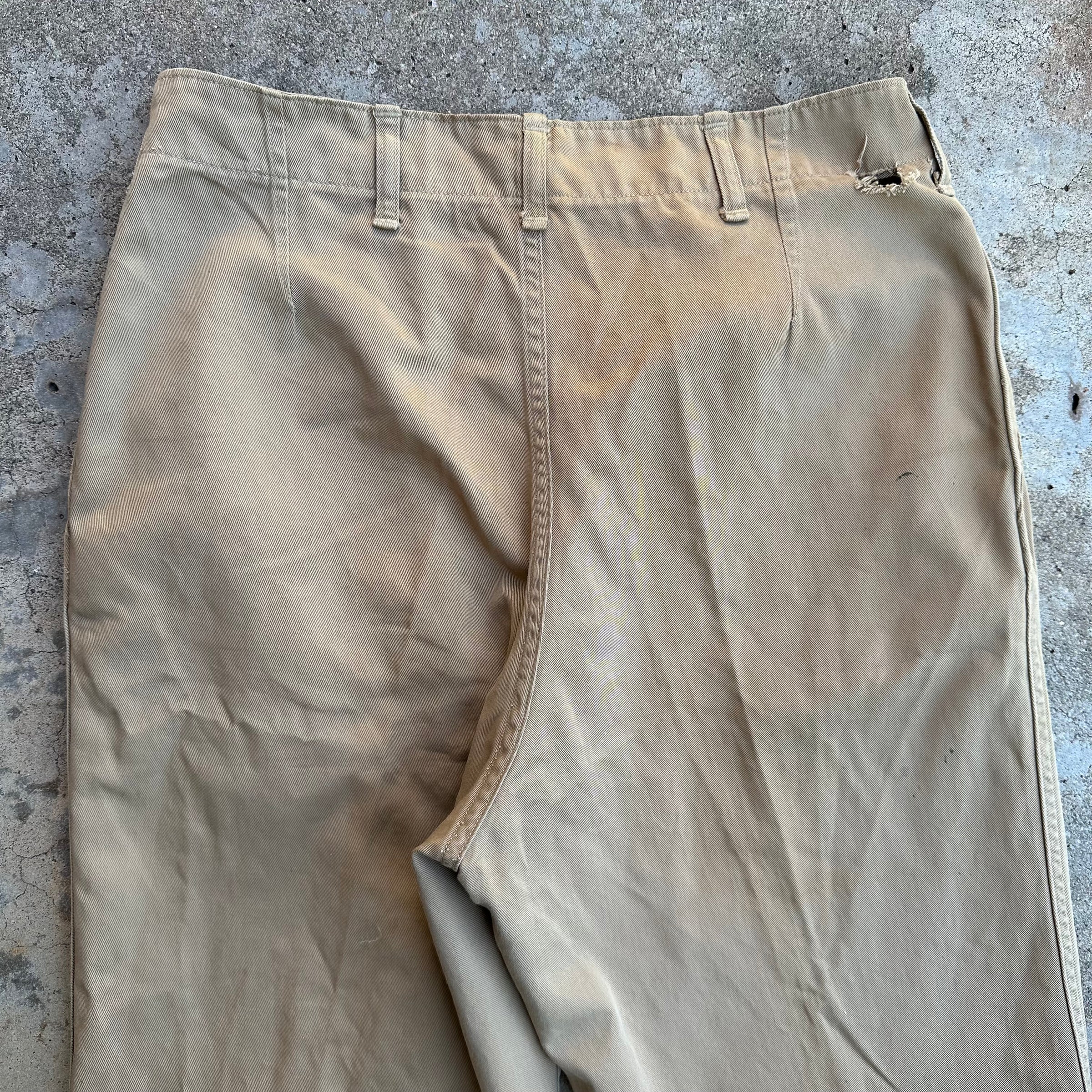 1940’s WWII USMC Khaki Chino Pants with Metal Buttons 31” Waist