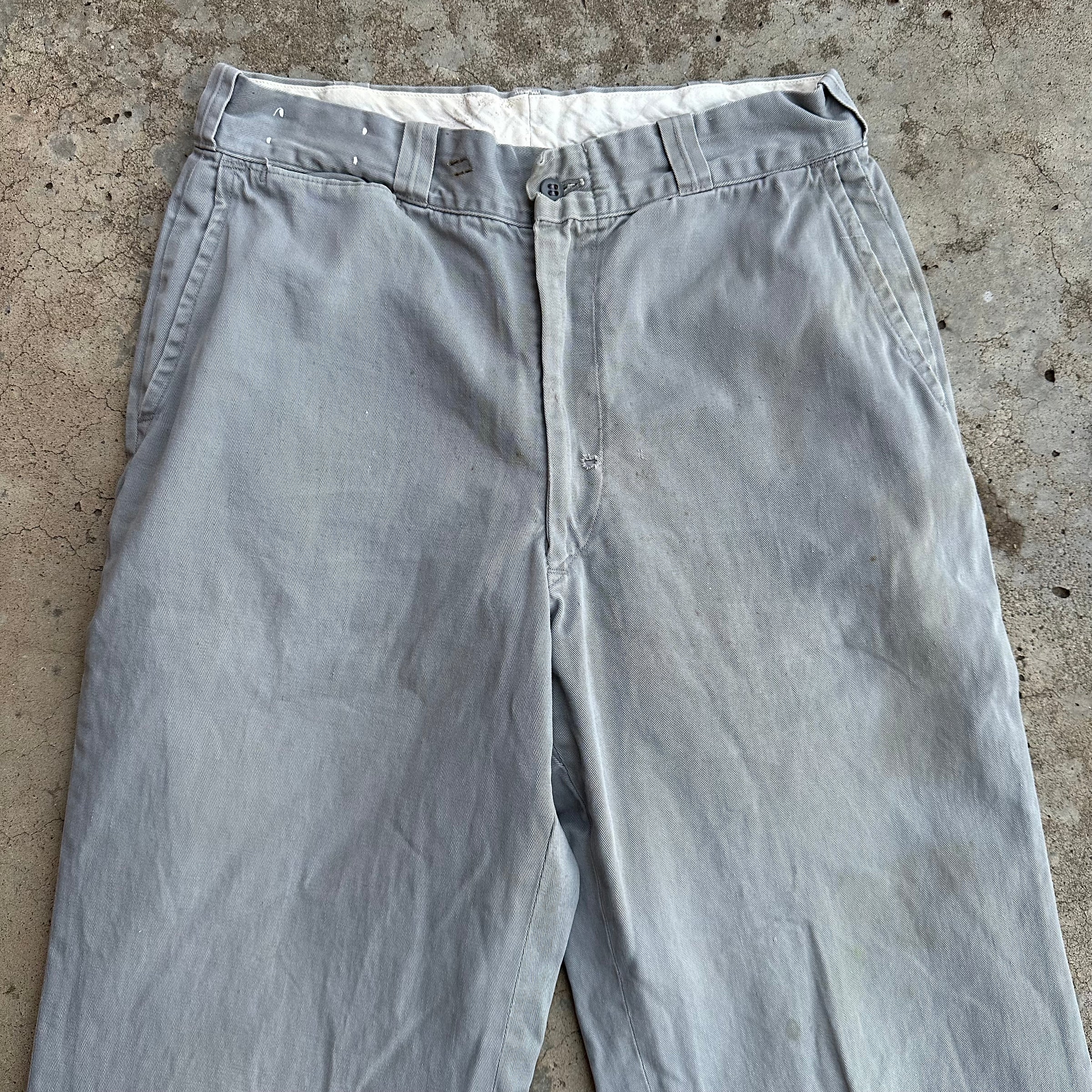 1950’s Anthony’s Buckhide Grey Sailcloth Cotton Work Pants 28” Waist